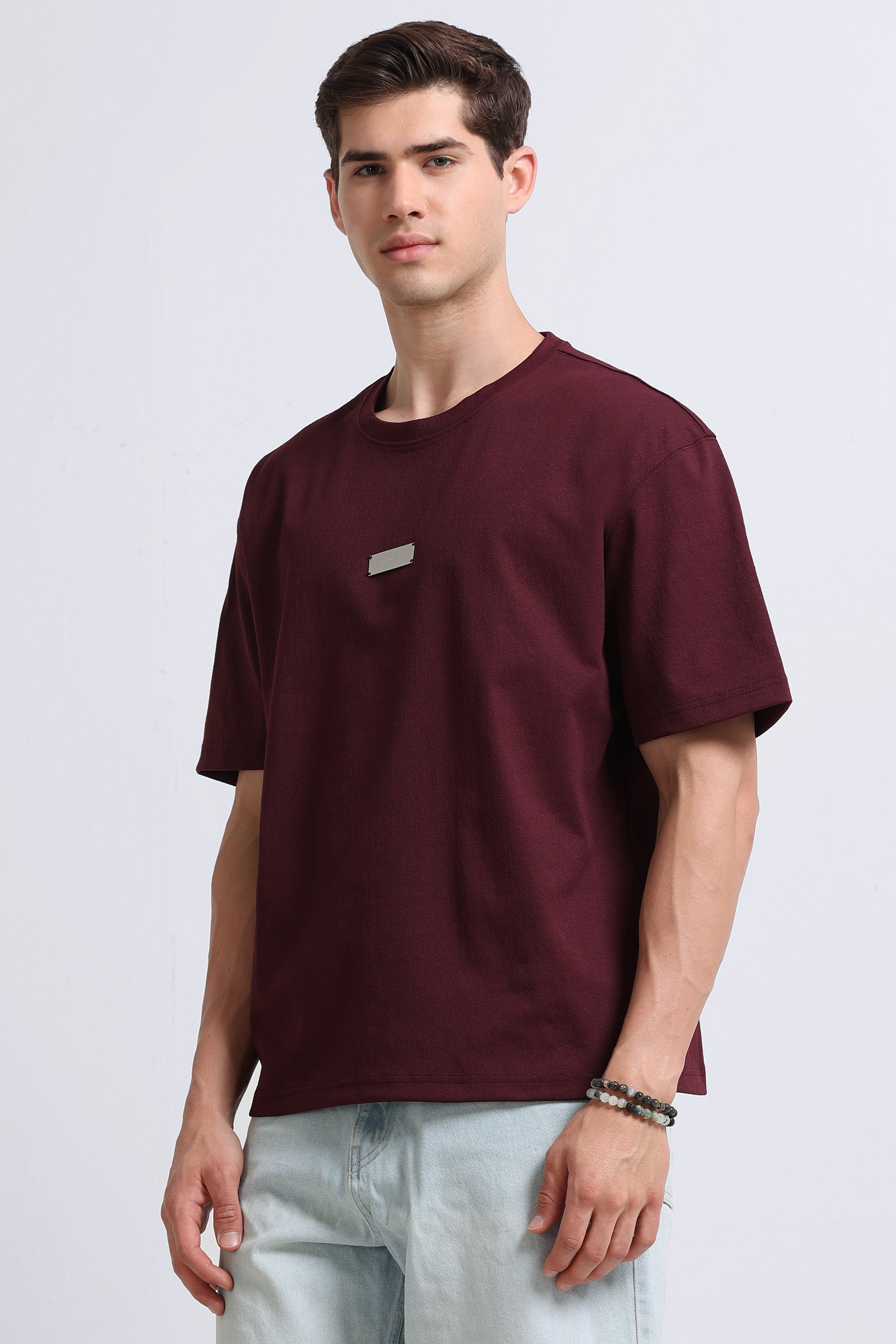 Men Maroon Crew Neck T-Shirt