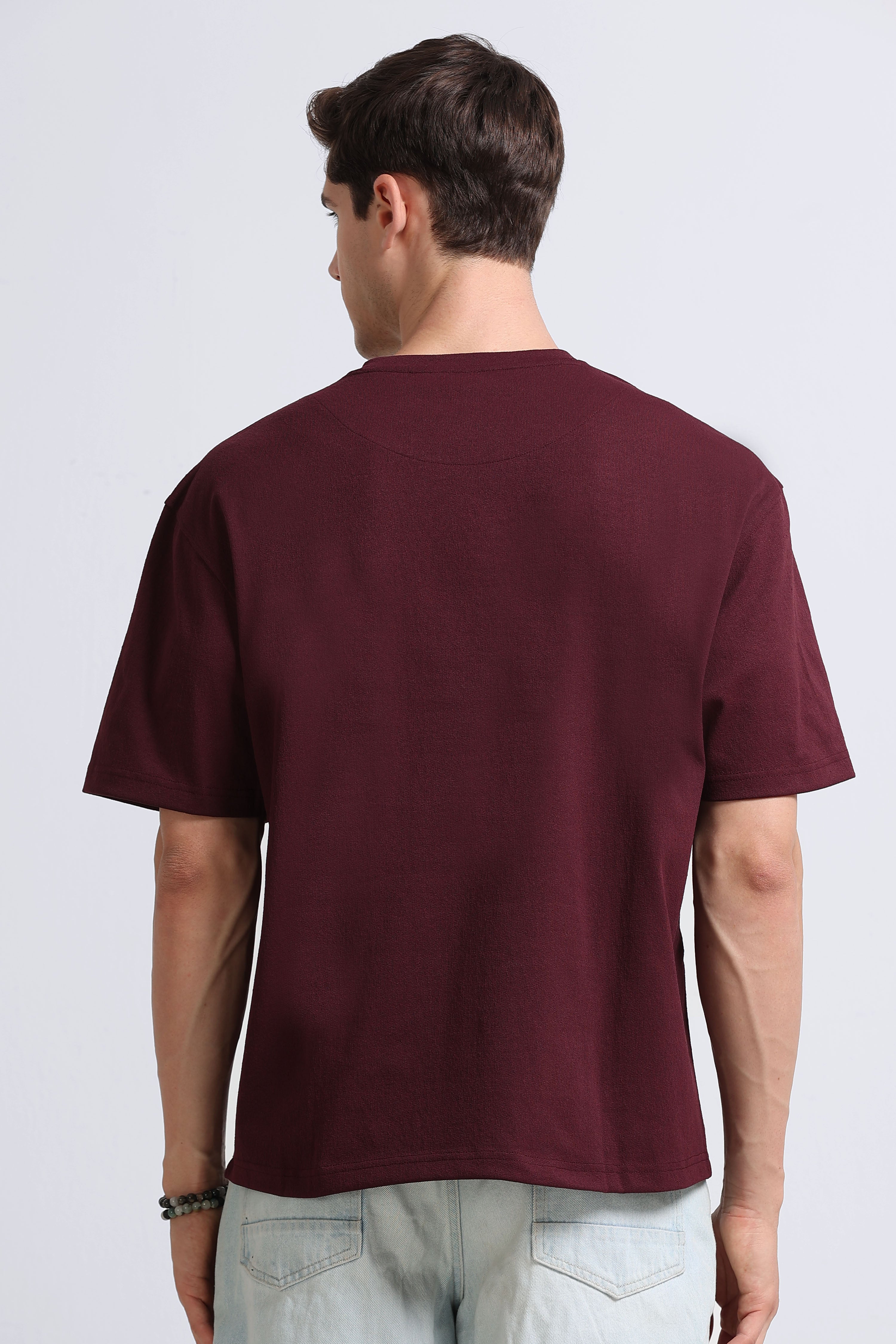 Men Maroon Crew Neck T-Shirt