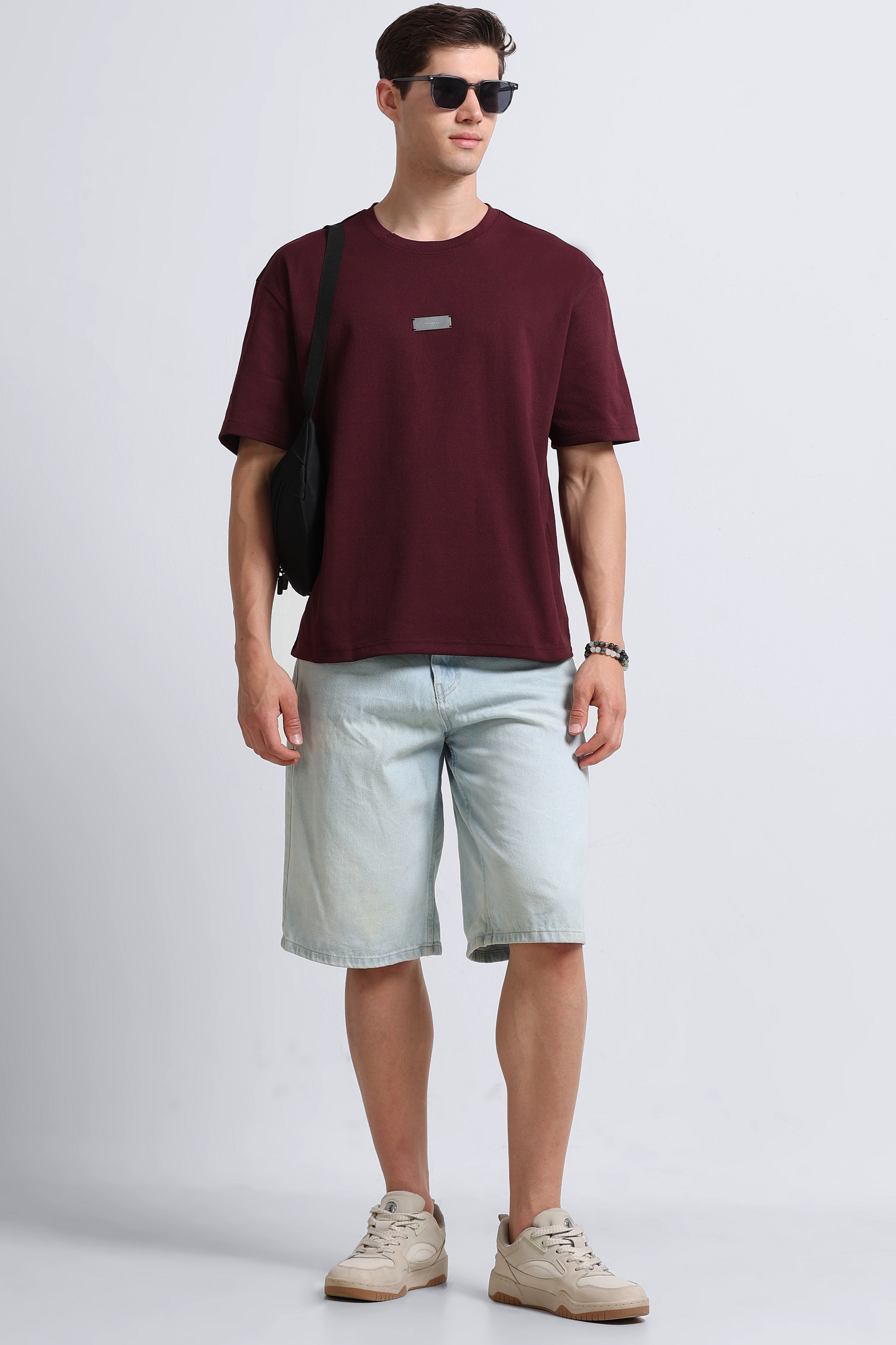 Men Maroon Crew Neck T-Shirt