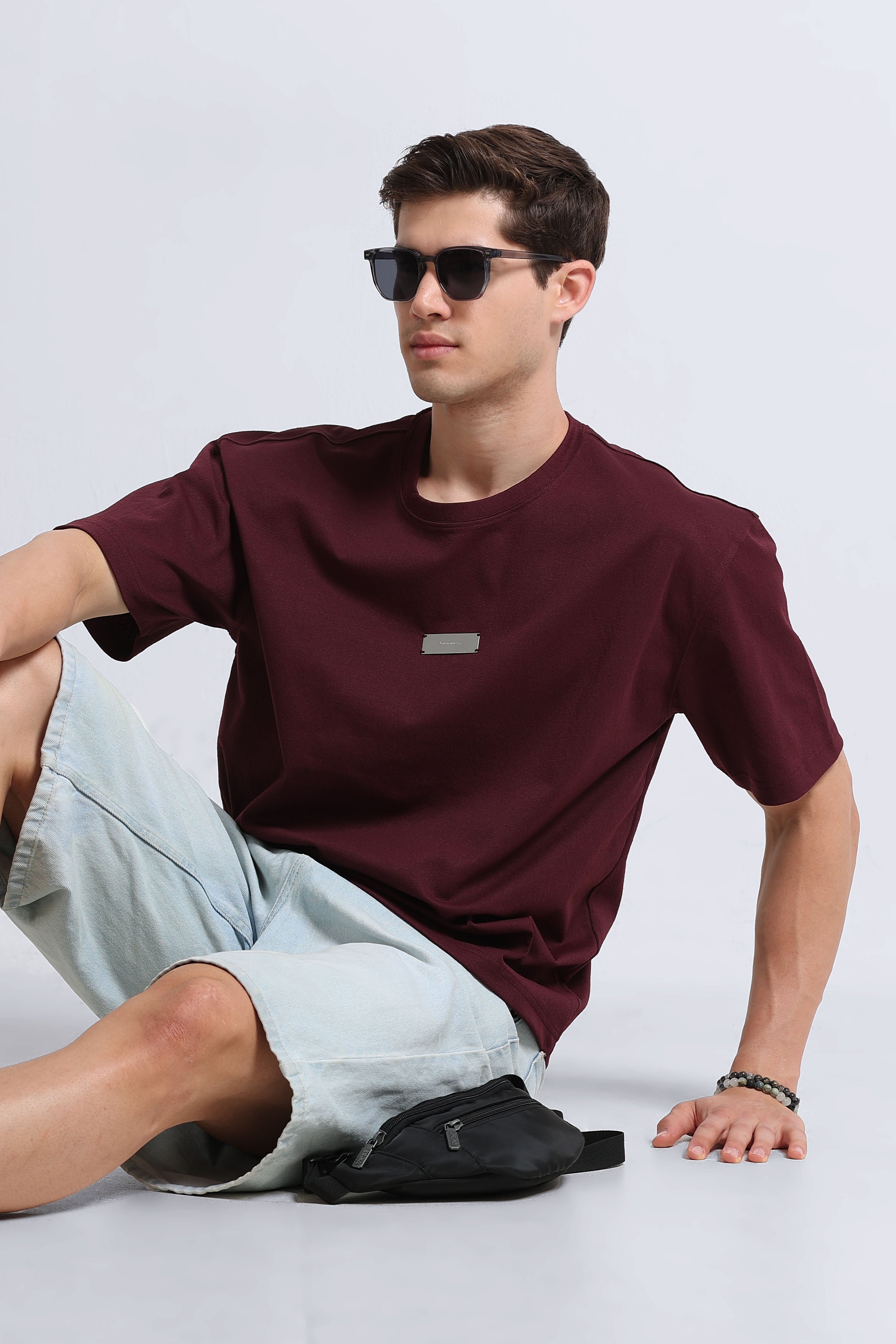 Men Maroon Crew Neck T-Shirt