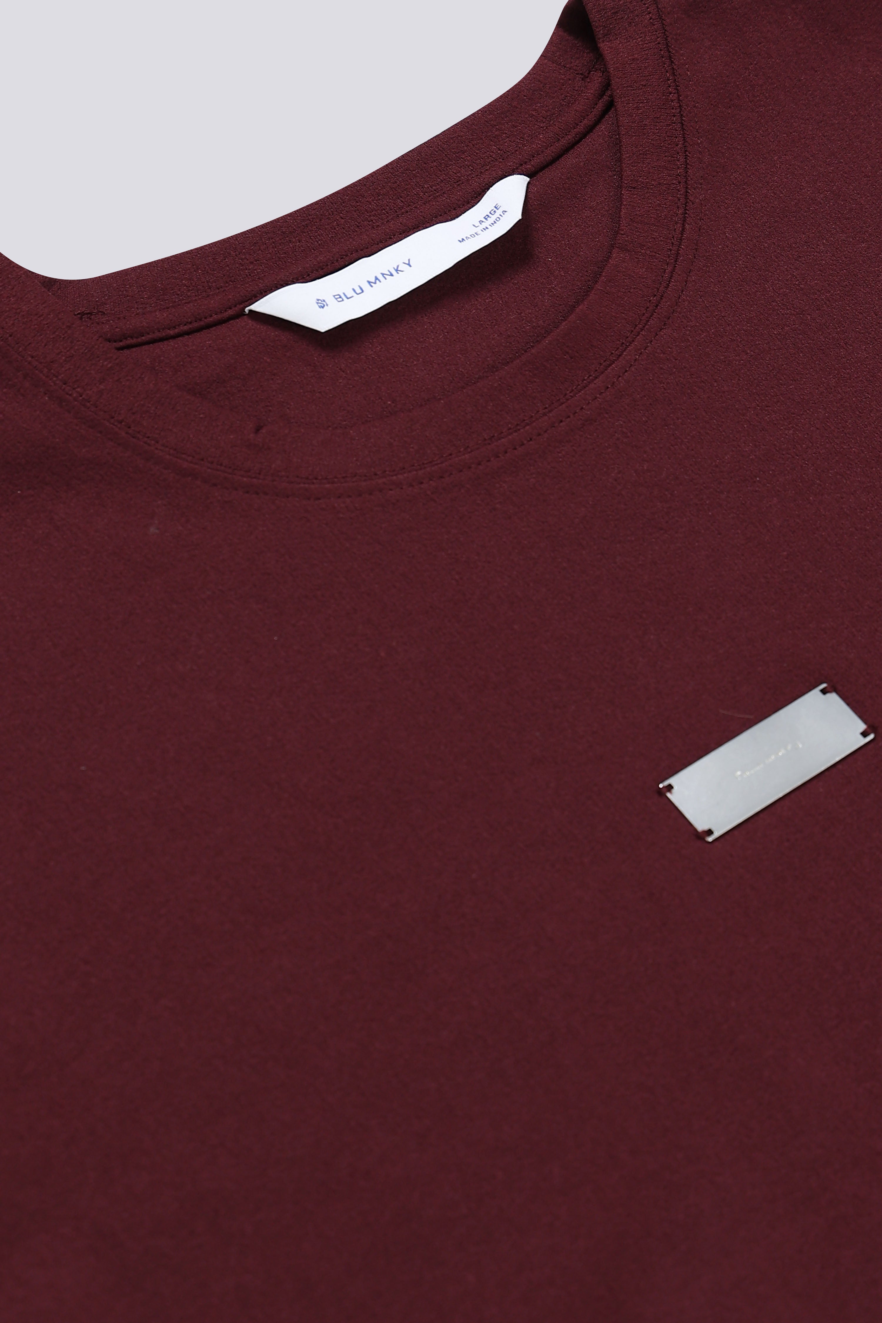 Men Maroon Crew Neck T-Shirt