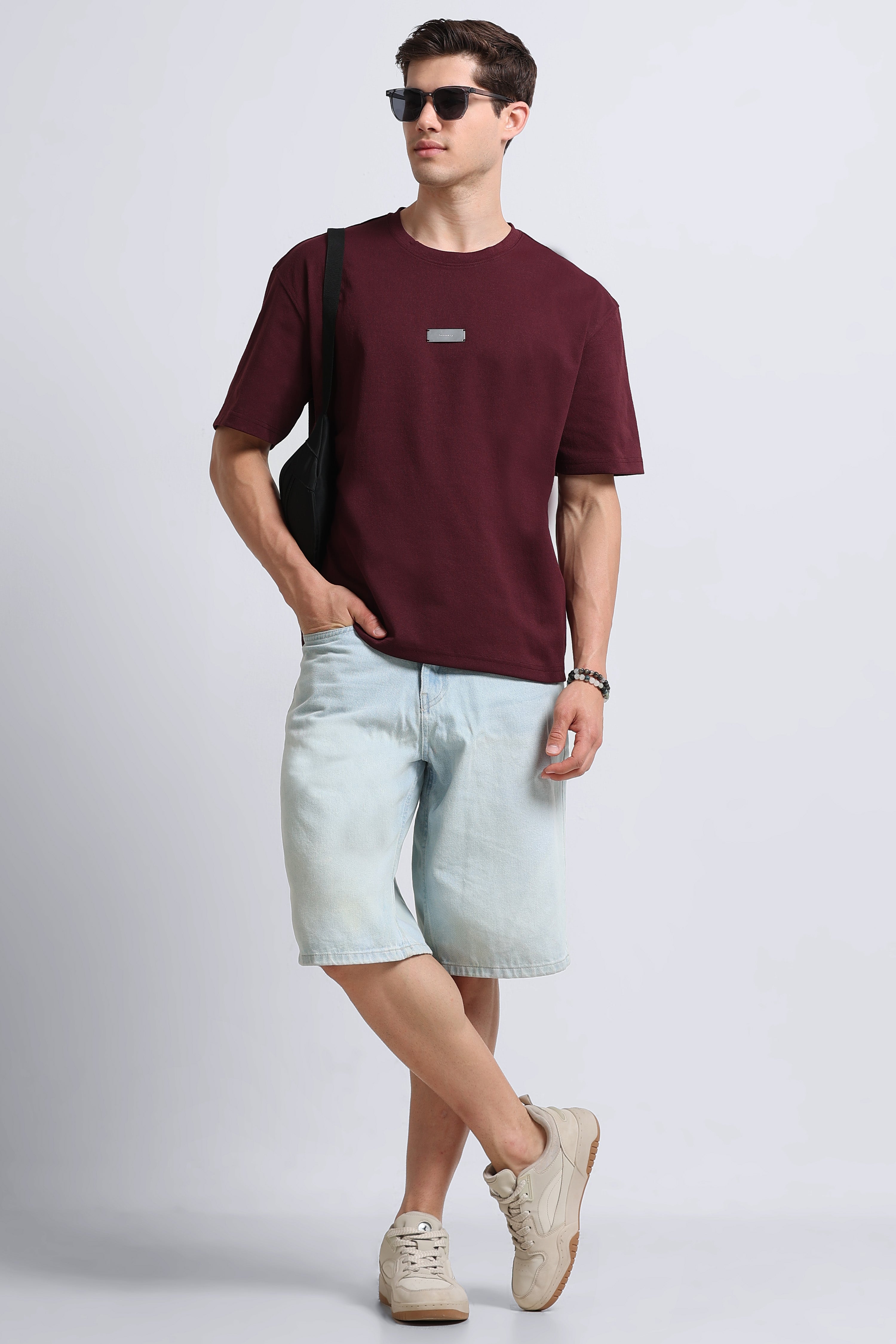 Men Maroon Crew Neck T-Shirt