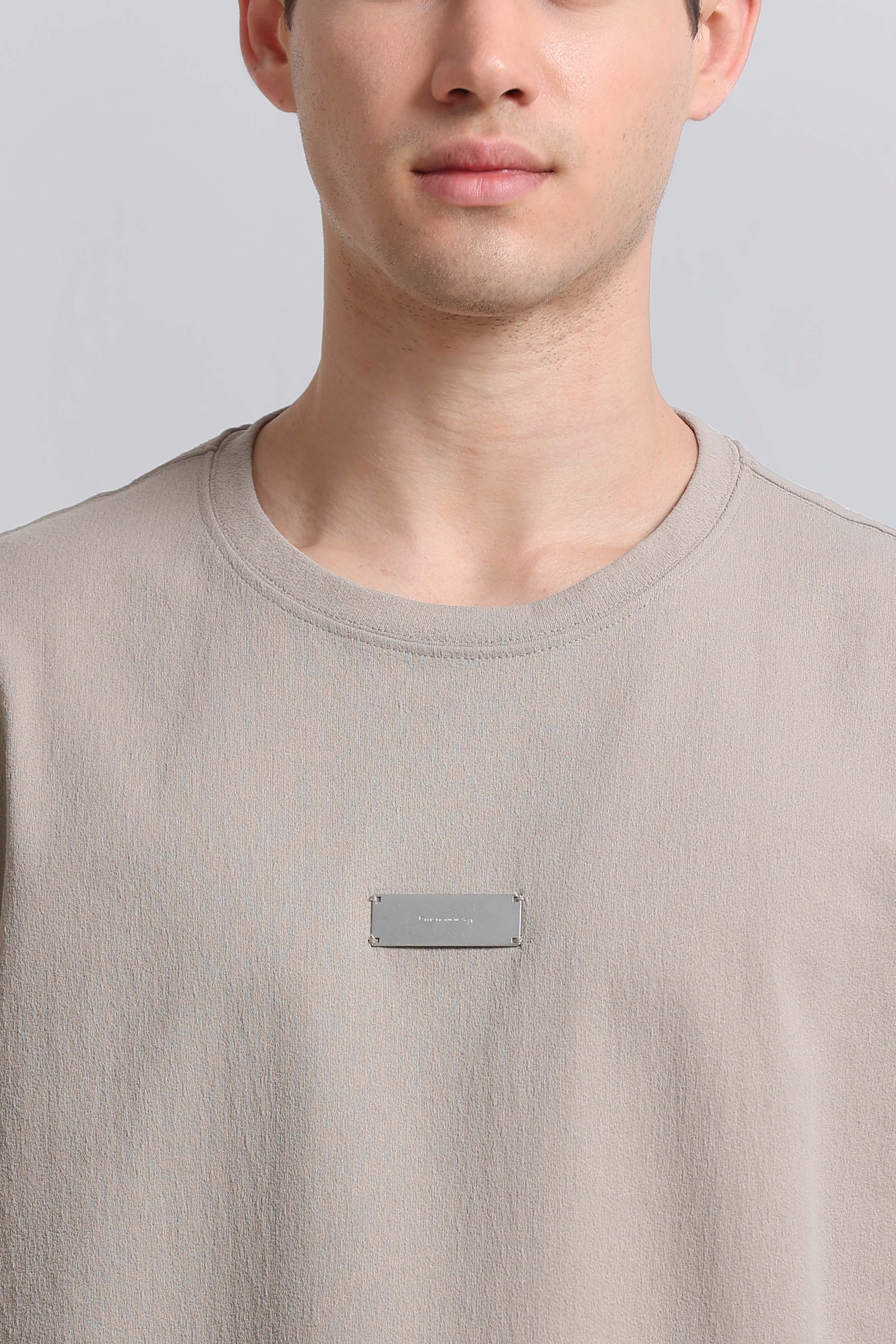 Men Beige Crew Neck T-Shirt