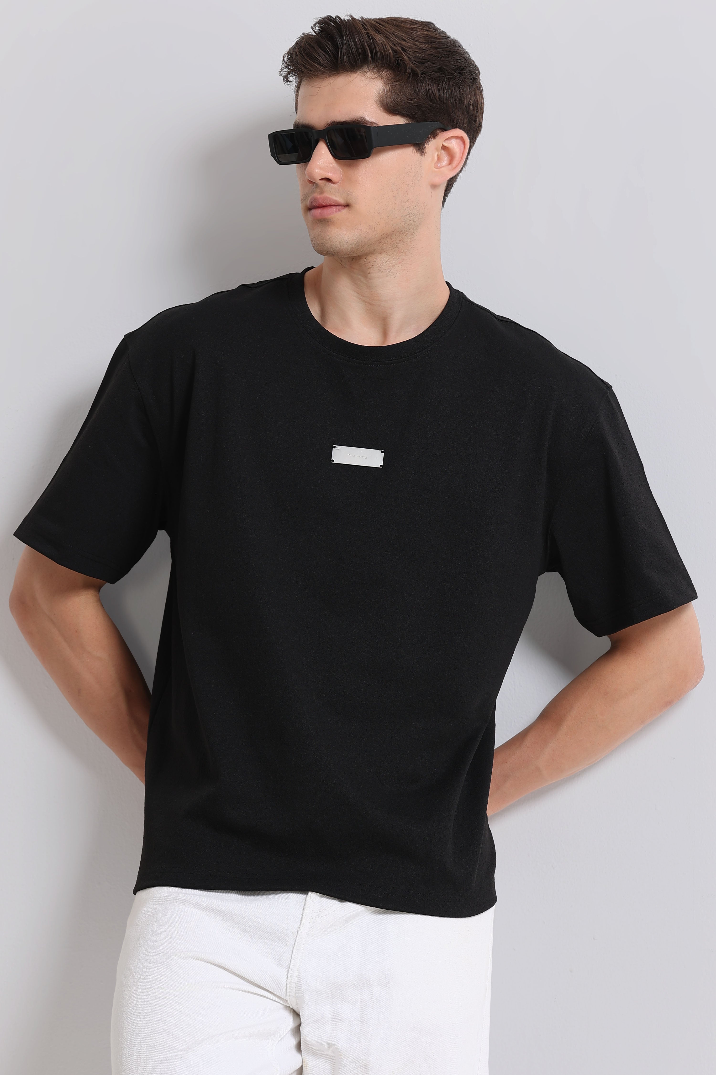 Men Black Crew Neck T-Shirt