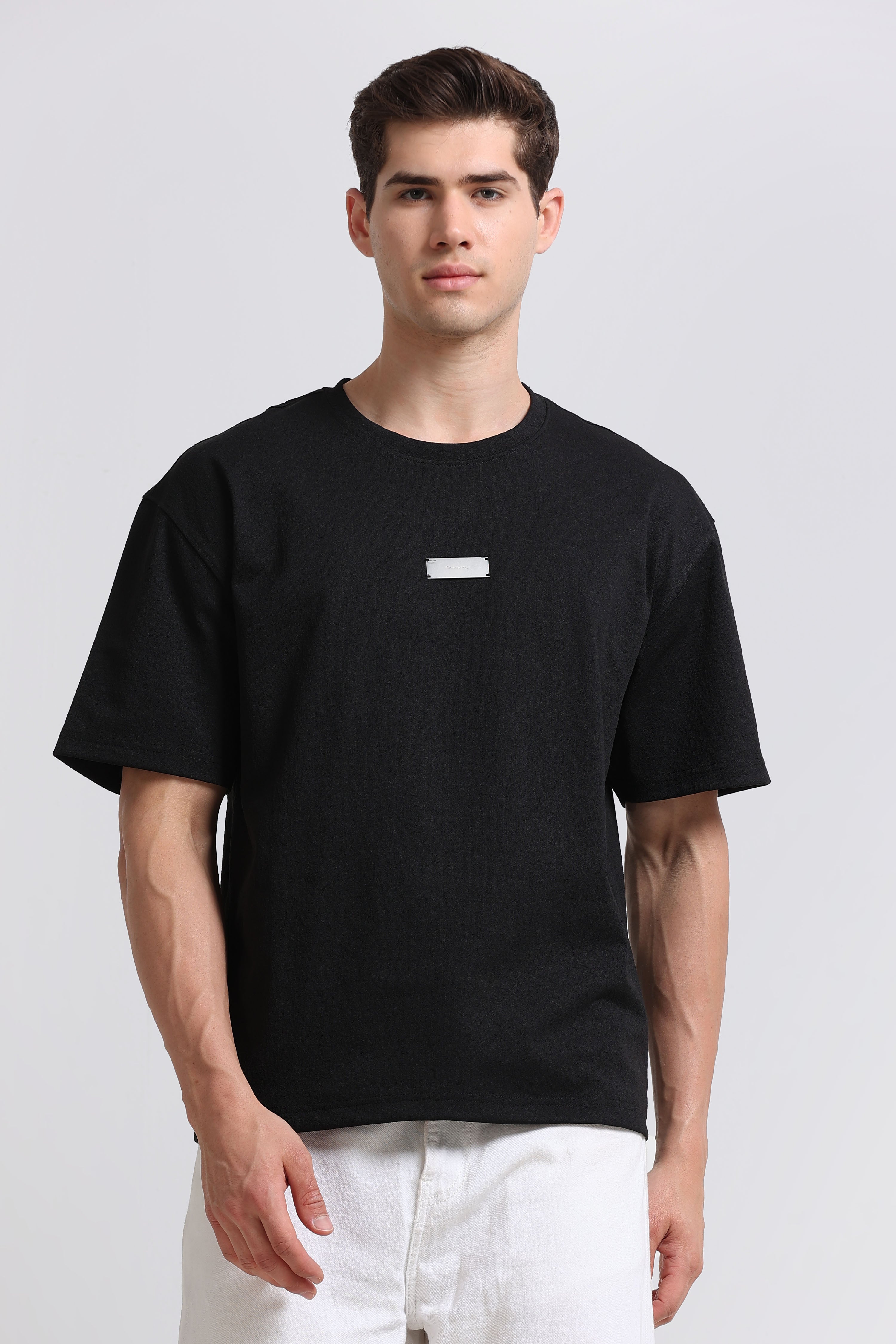 Men Black Crew Neck T-Shirt