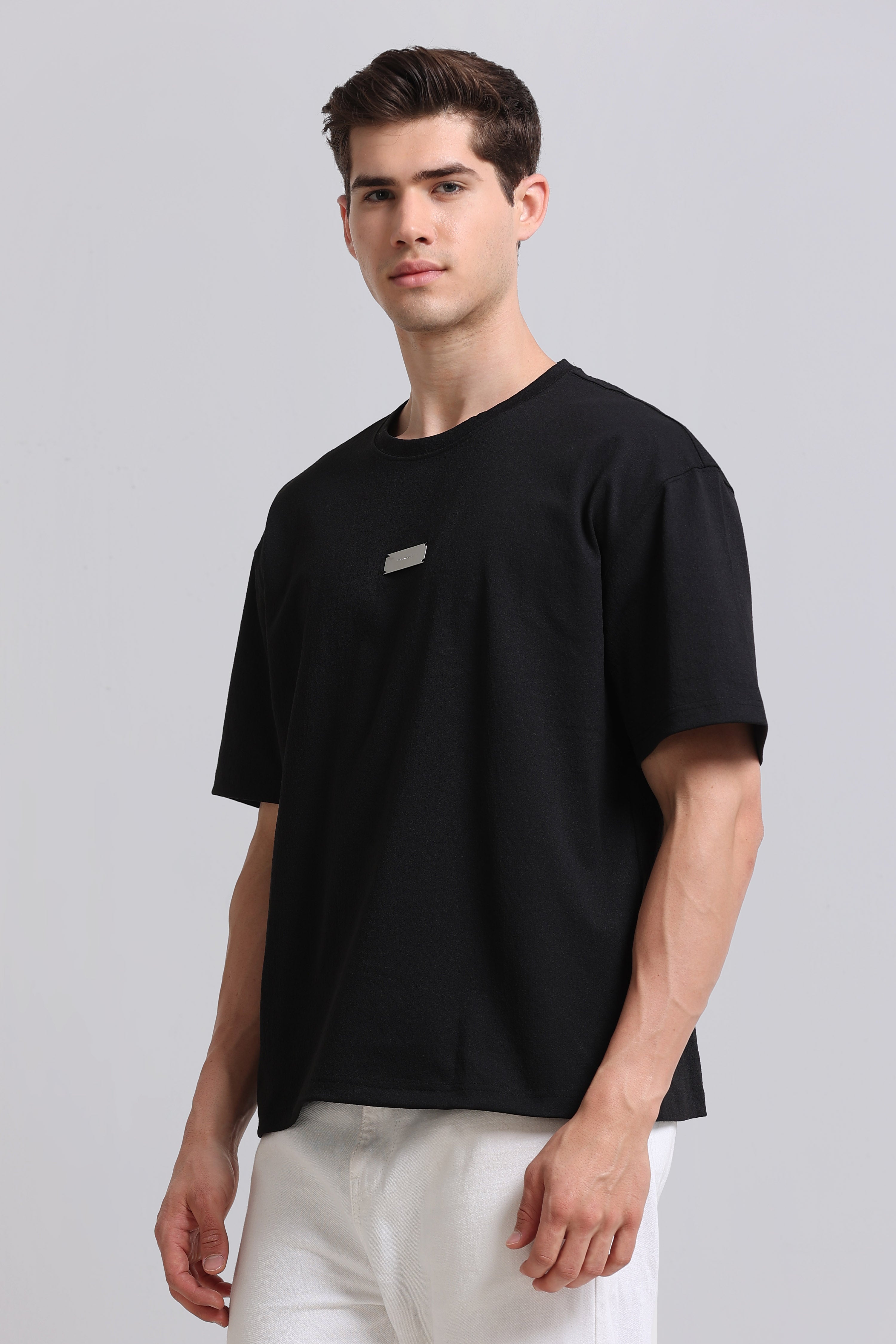 Men Black Crew Neck T-Shirt