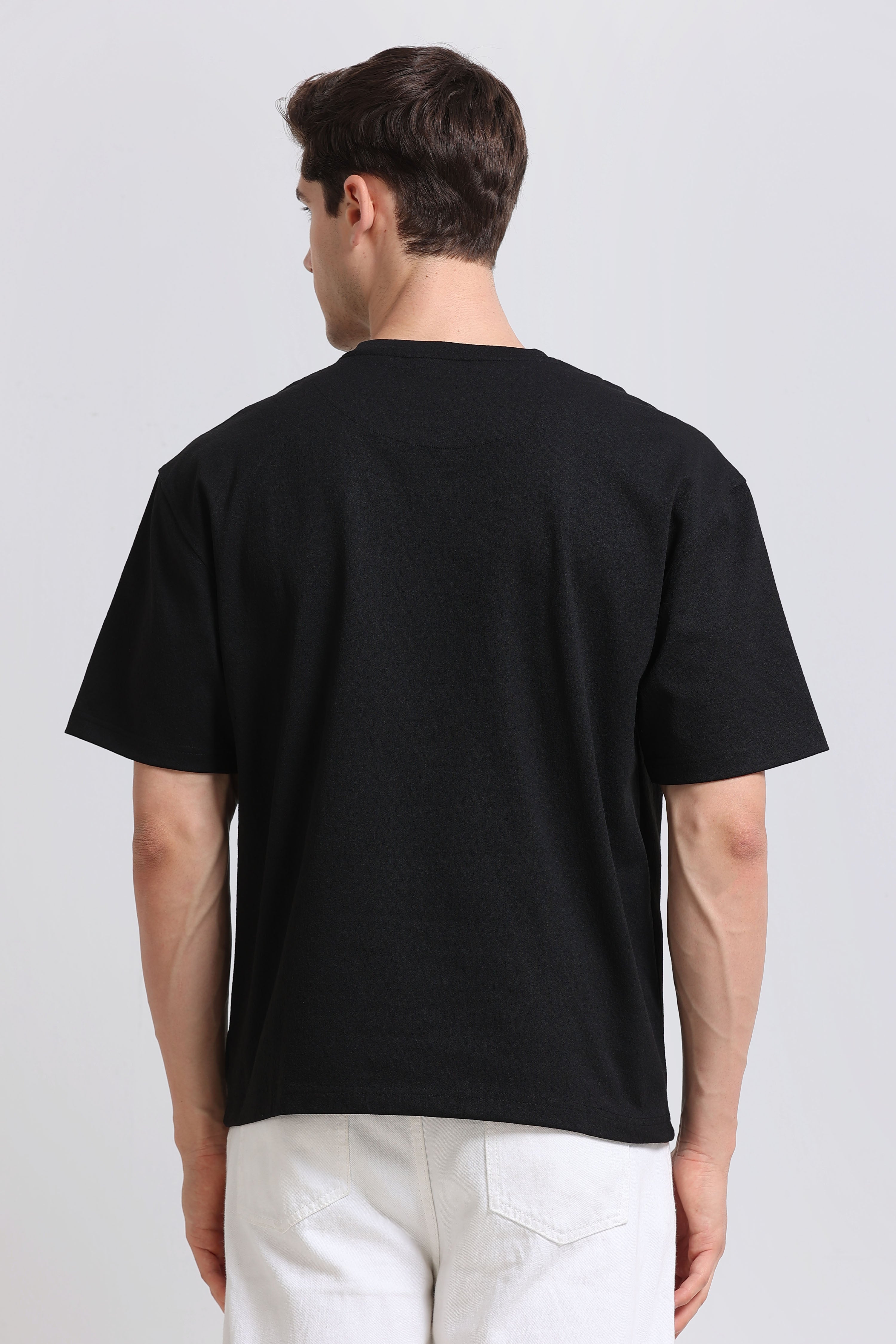 Men Black Crew Neck T-Shirt