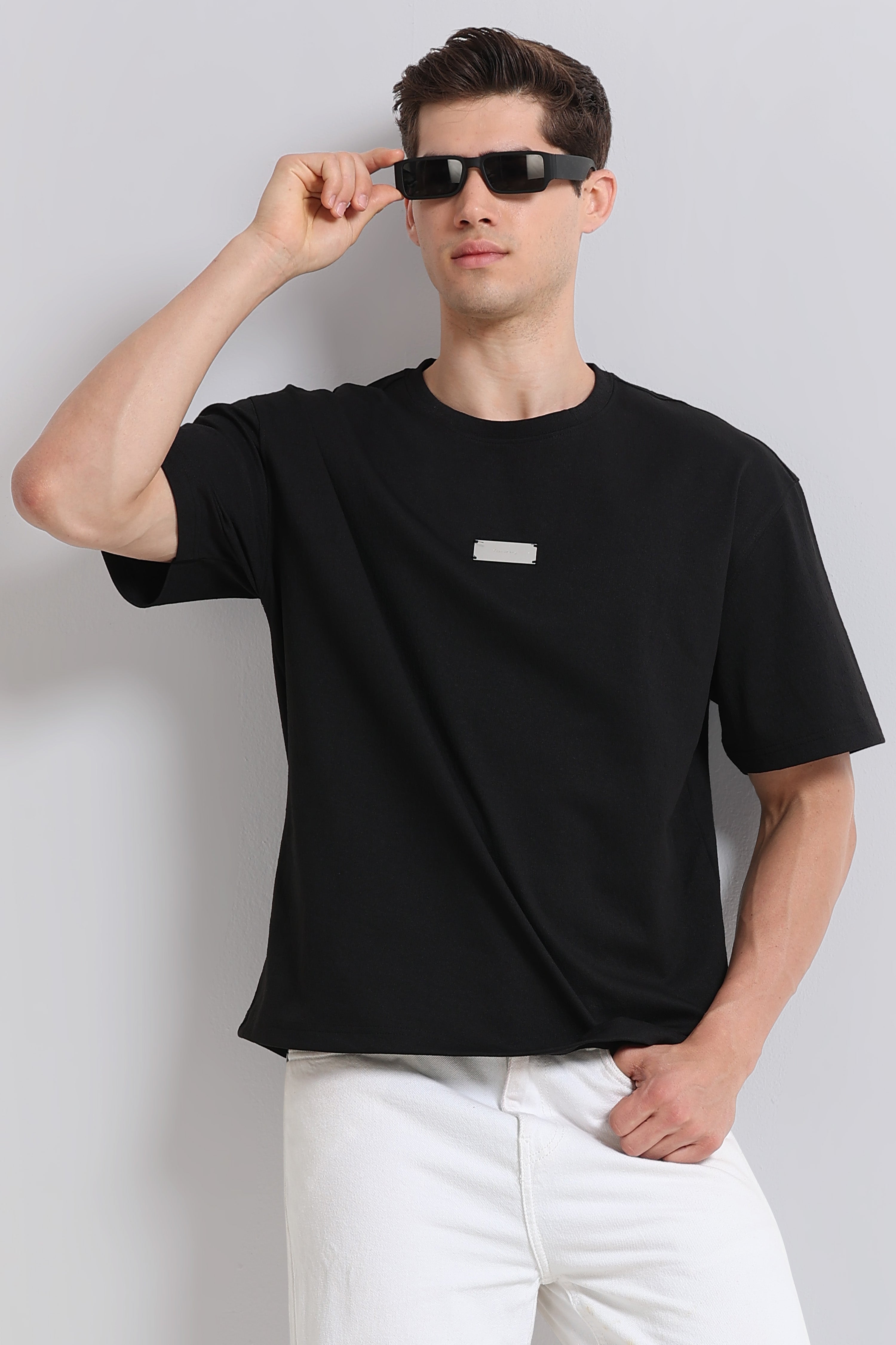 Men Black Crew Neck T-Shirt