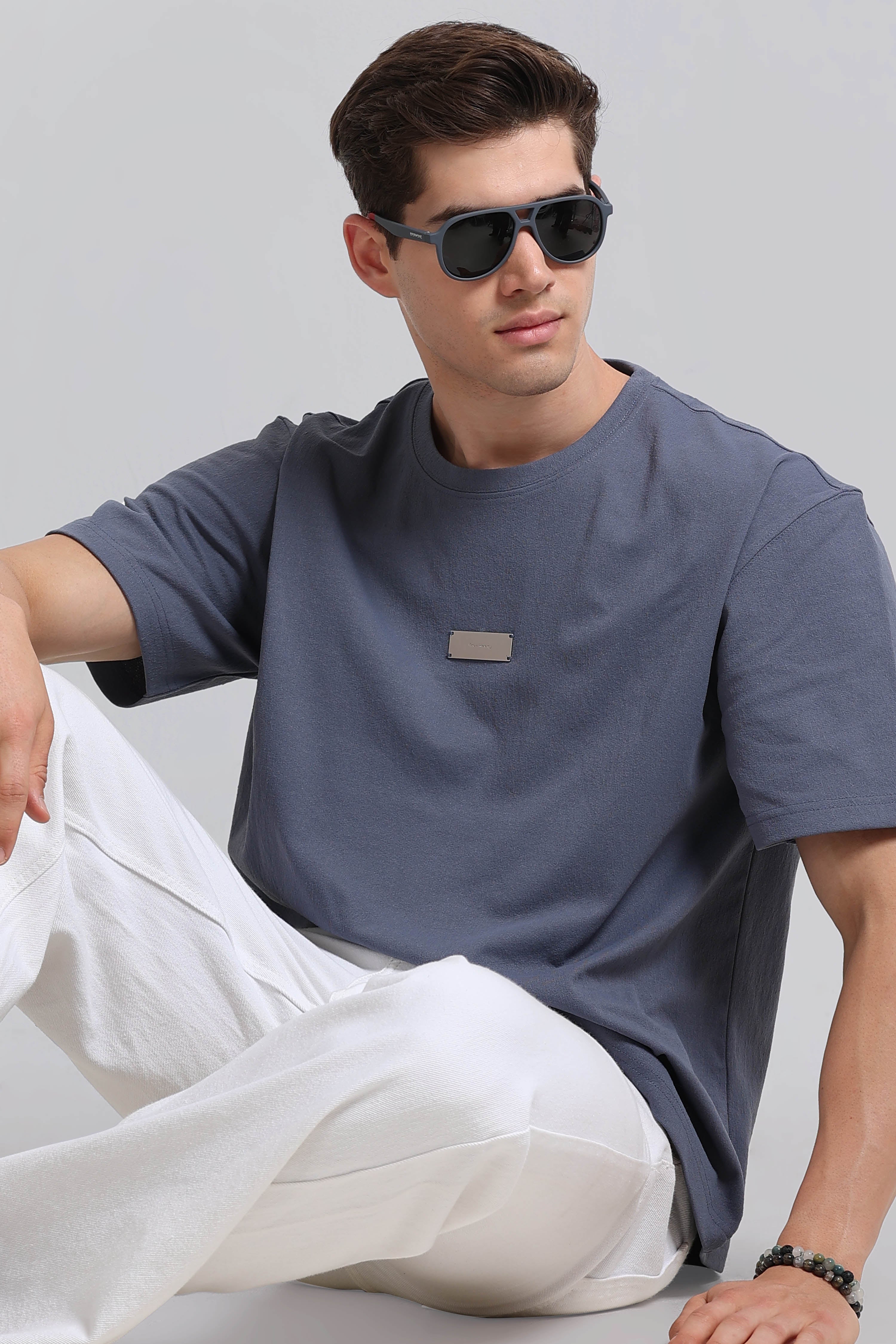 Men Blue Crew Neck T-Shirt