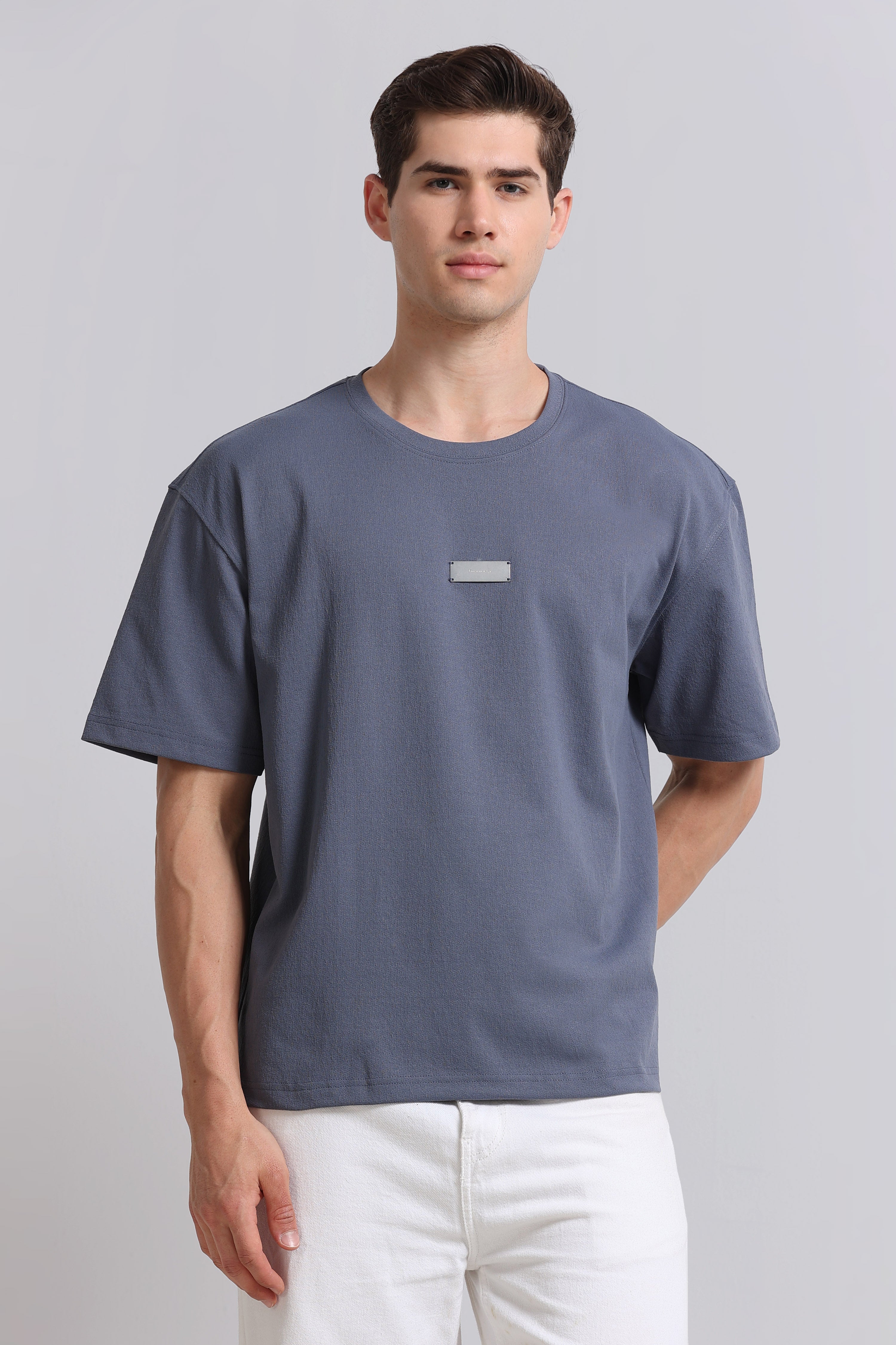 Men Blue Crew Neck T-Shirt