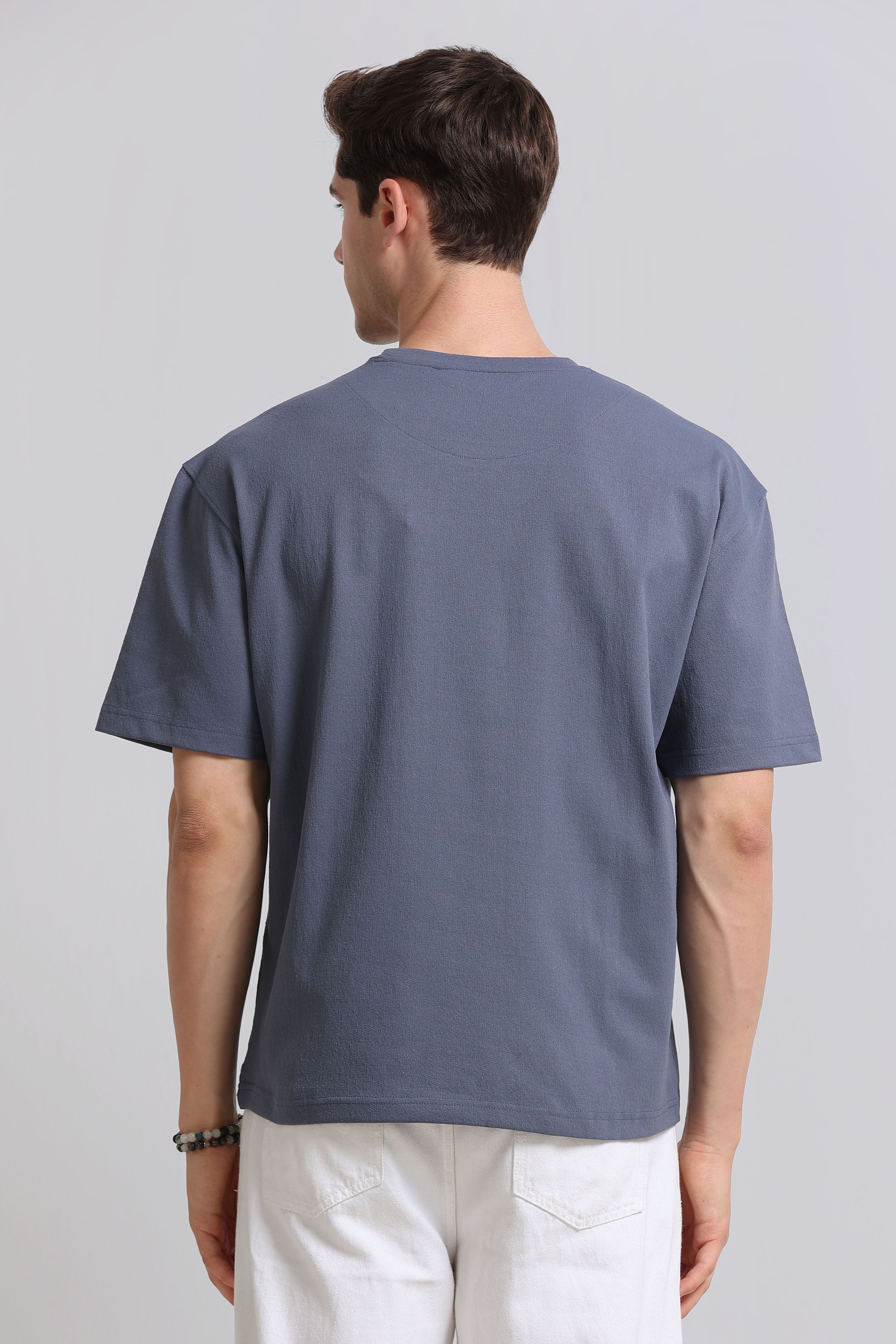 Men Blue Crew Neck T-Shirt