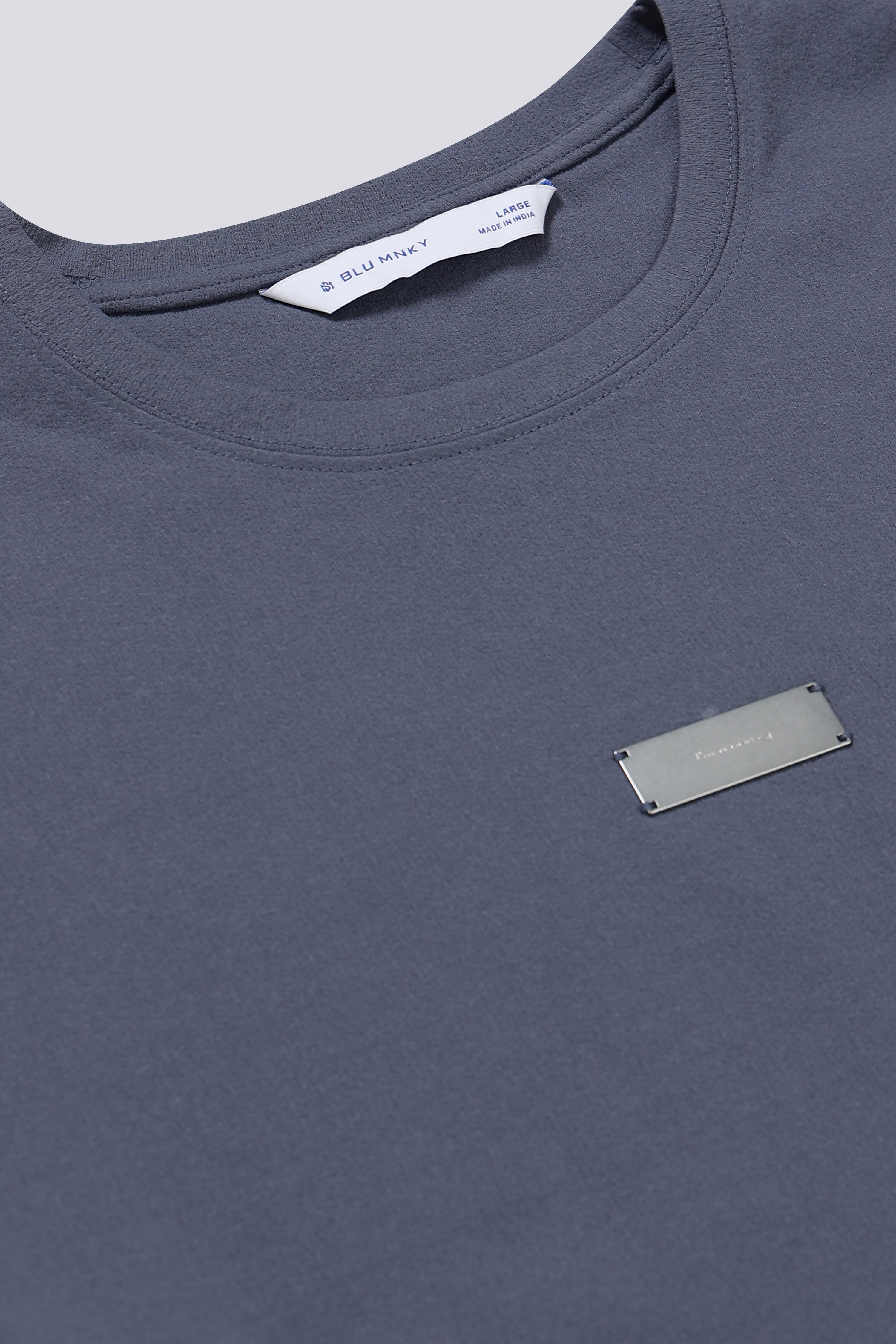 Men Blue Crew Neck T-Shirt