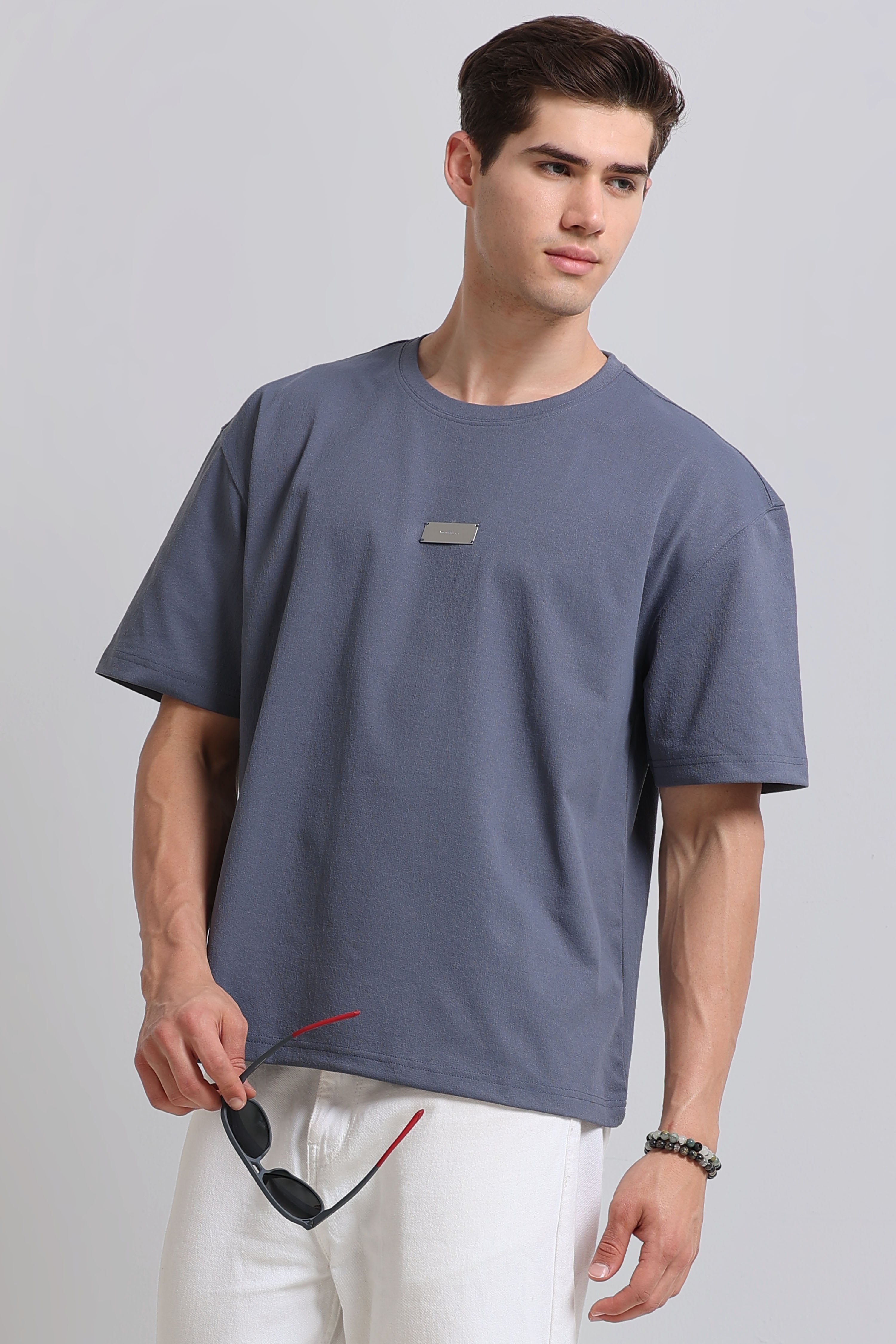 Men Blue Crew Neck T-Shirt