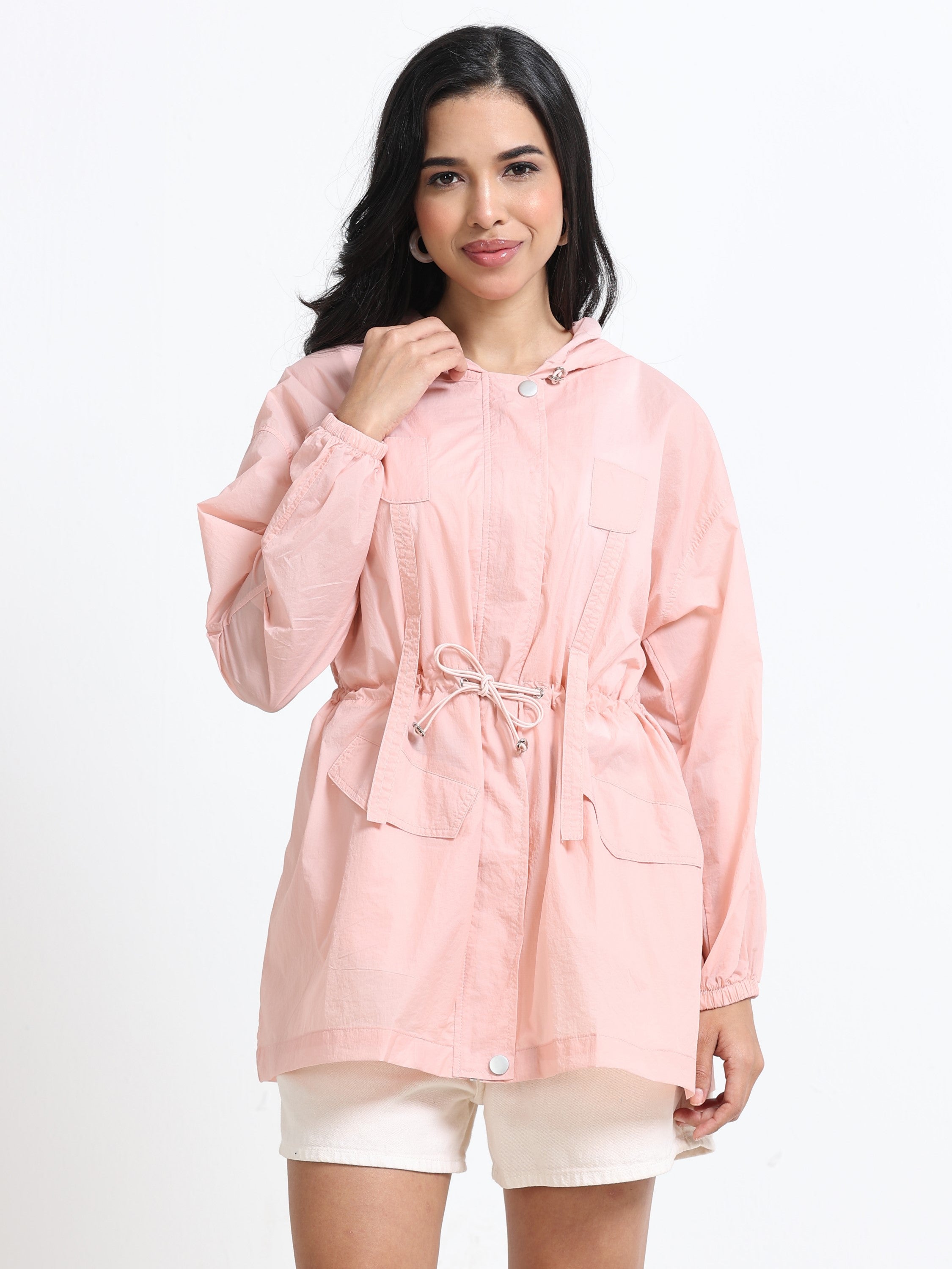 Women Pink Comfort Hooded Jacket