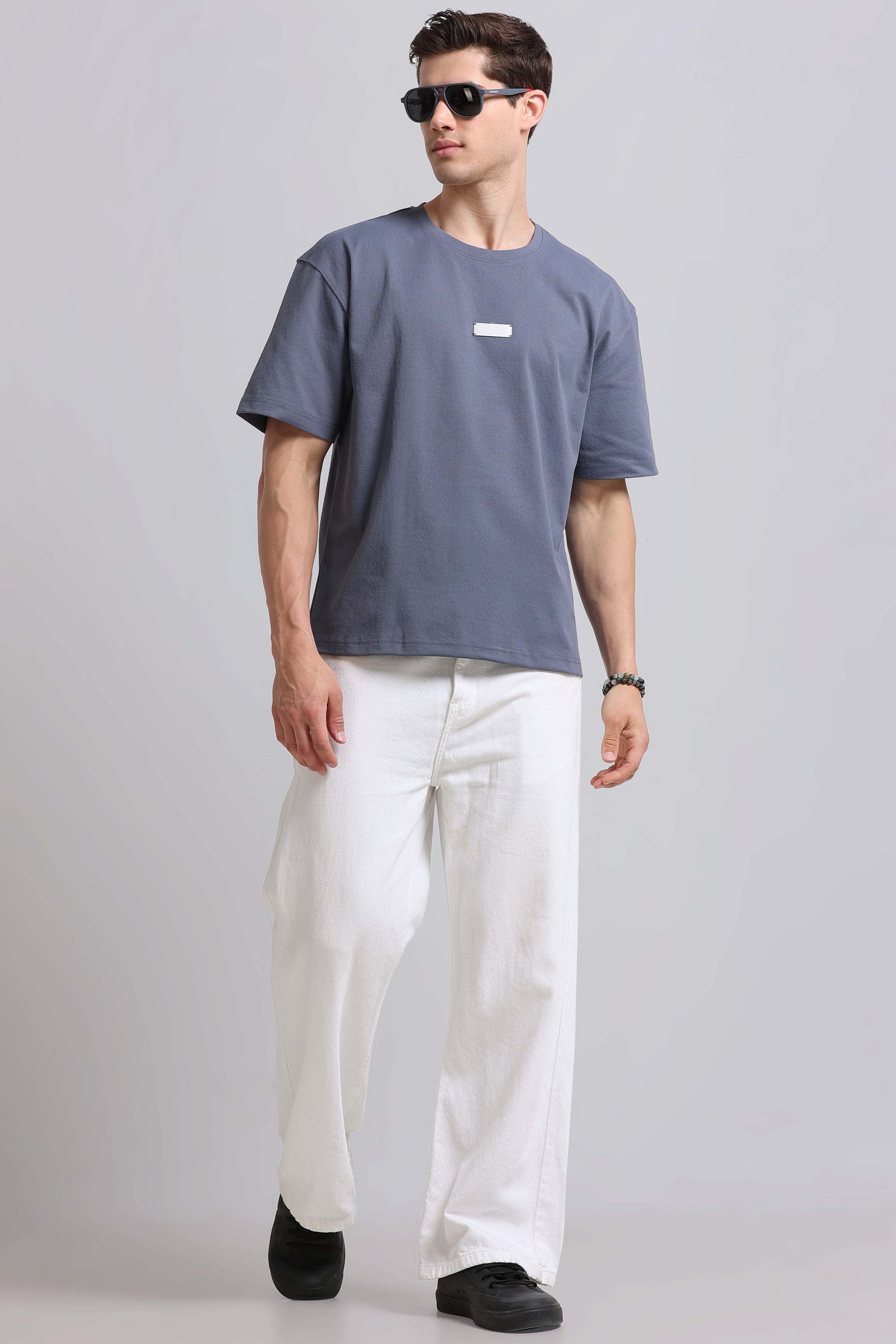 Men Blue Crew Neck T-Shirt
