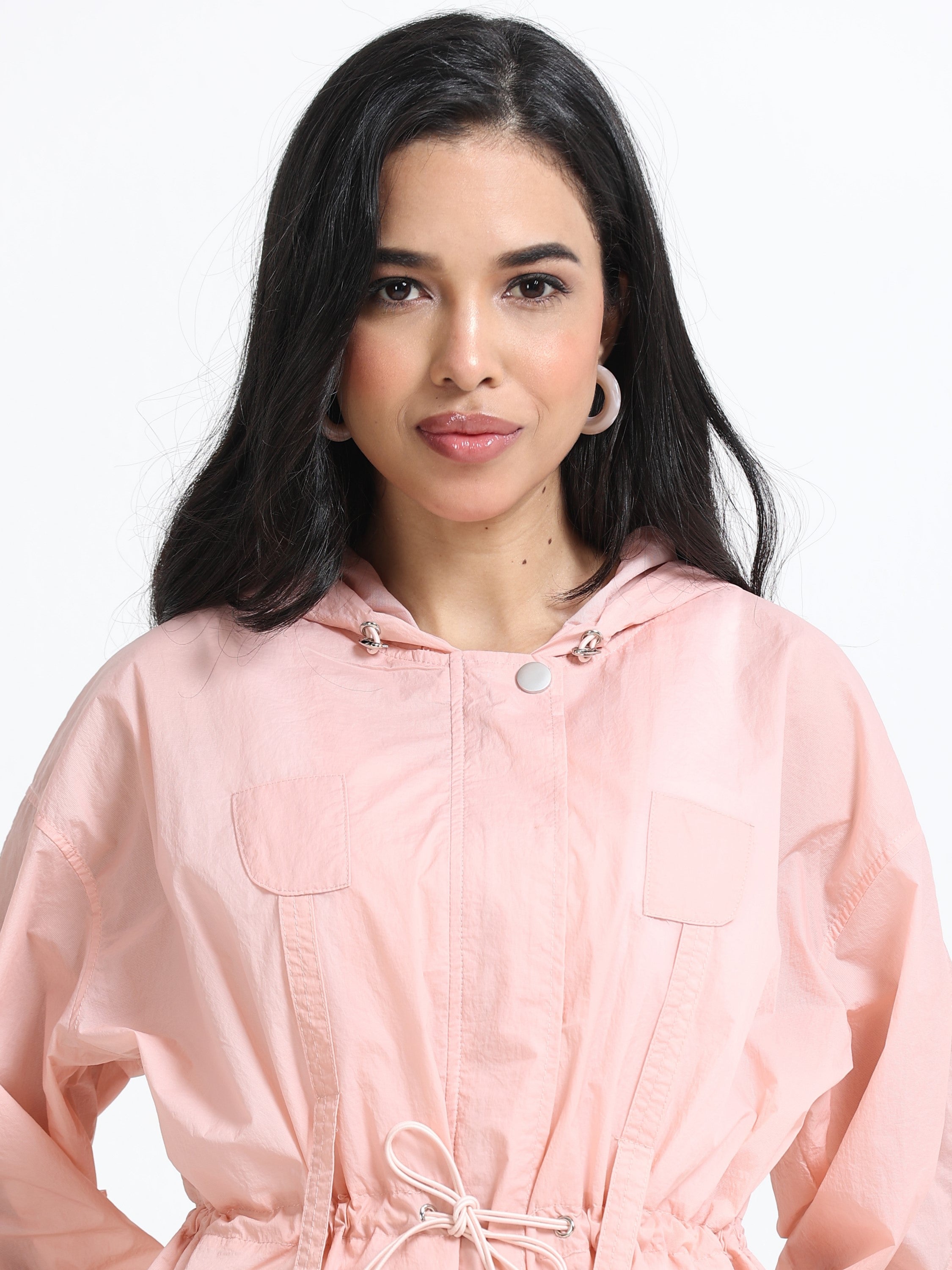 Women Pink Comfort Hooded Jacket