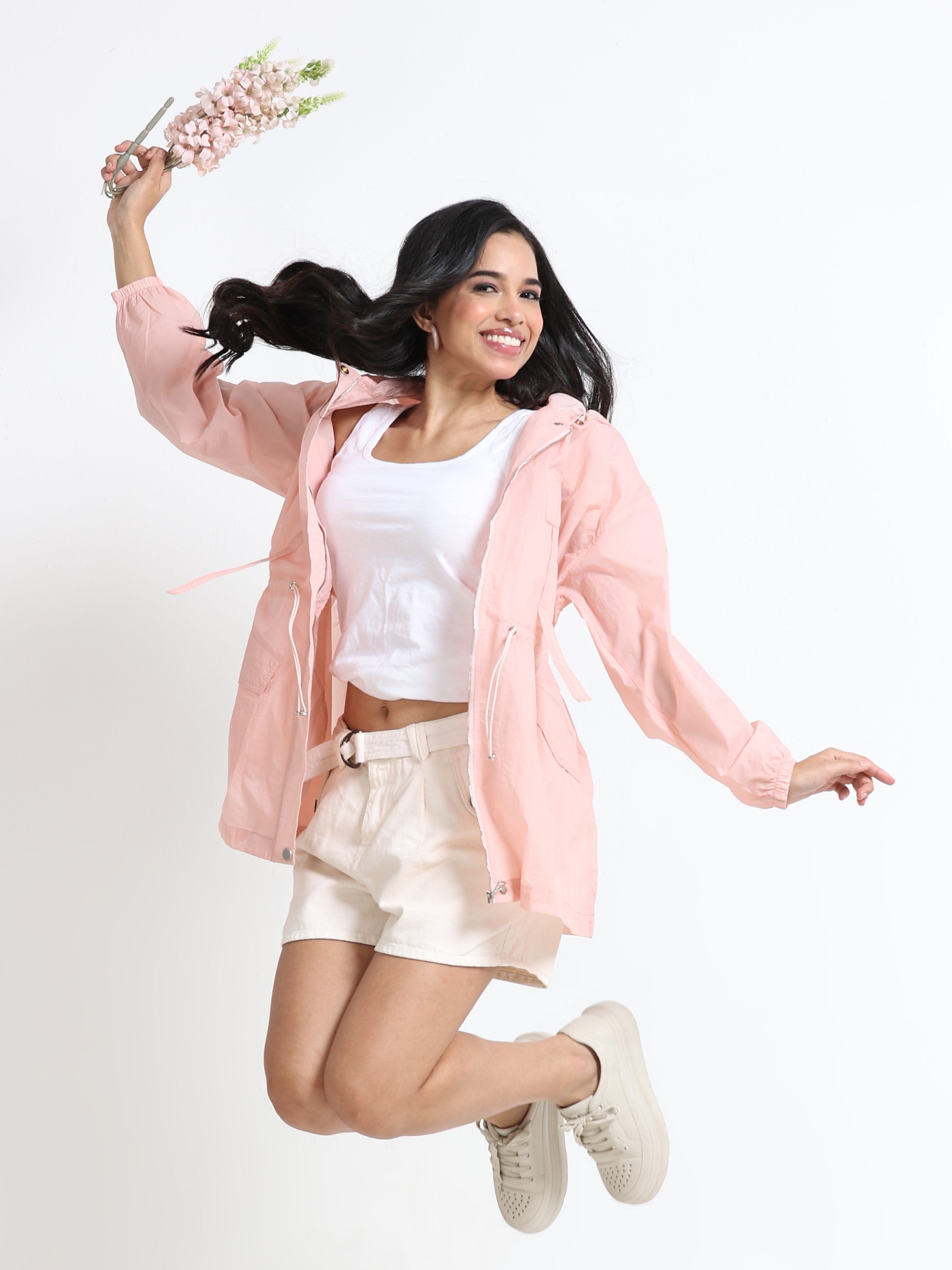 Women Pink Comfort Hooded Jacket