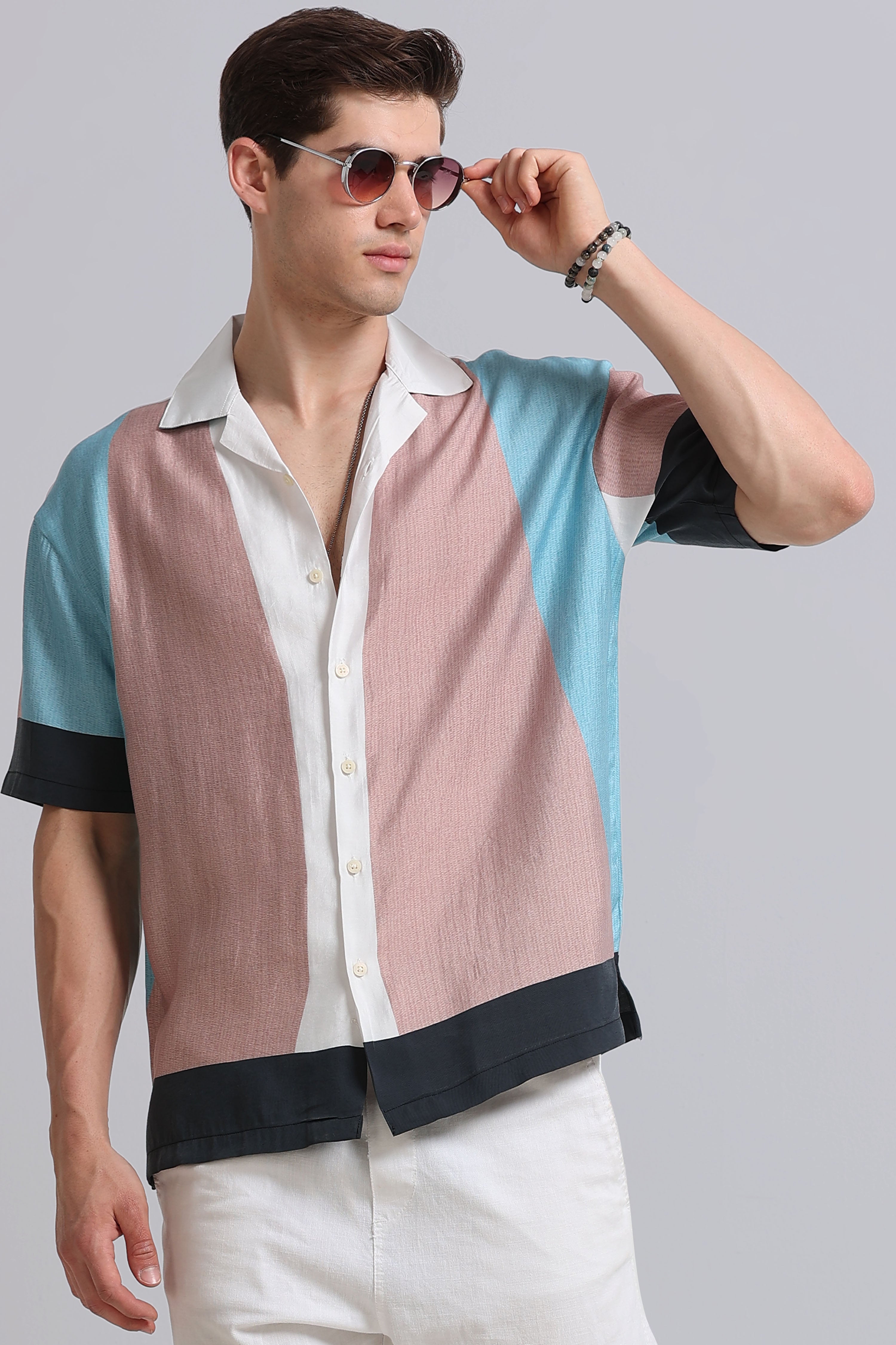 Men Brown Oversized Graphic Print Shirt