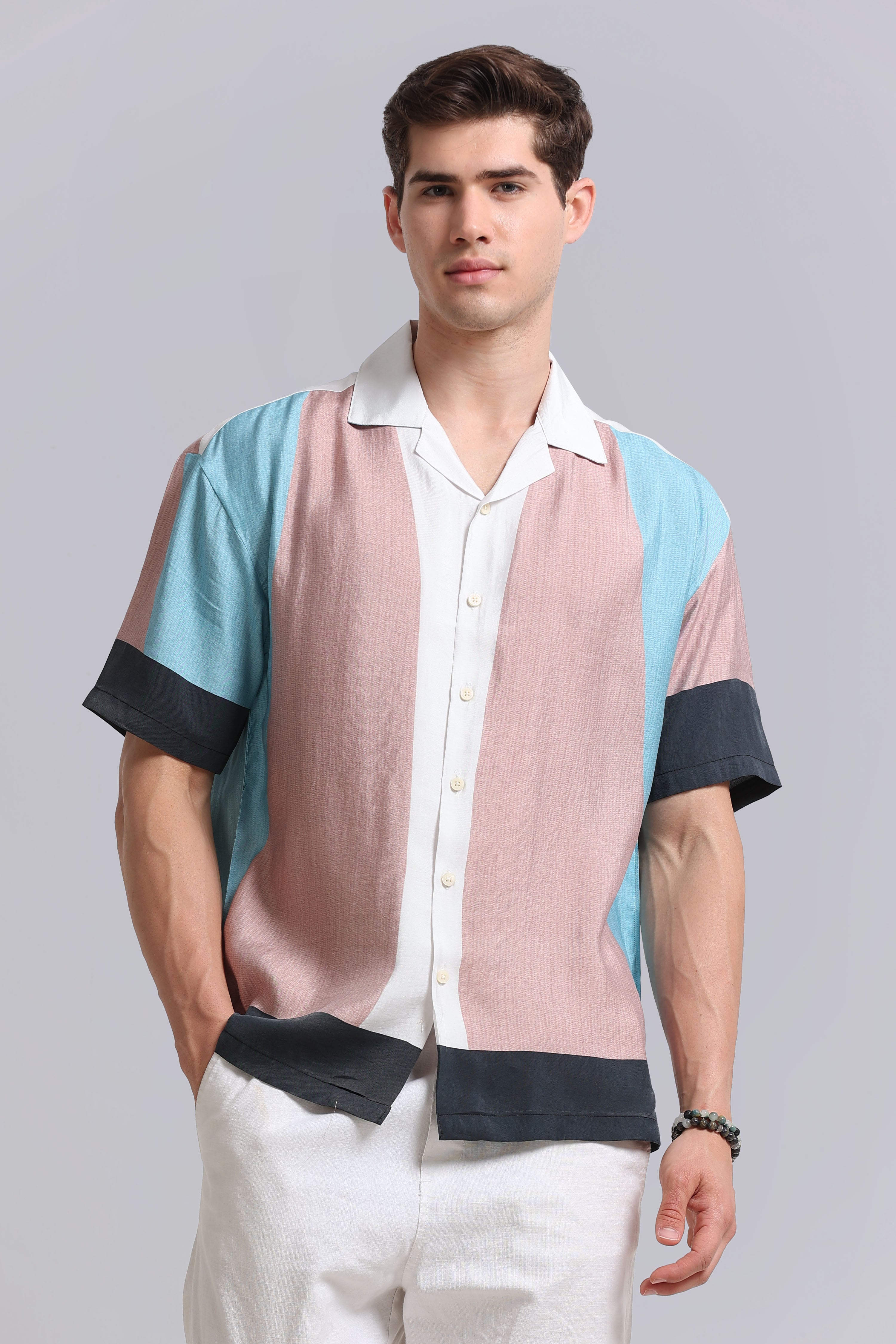 Men Brown Oversized Graphic Print Shirt