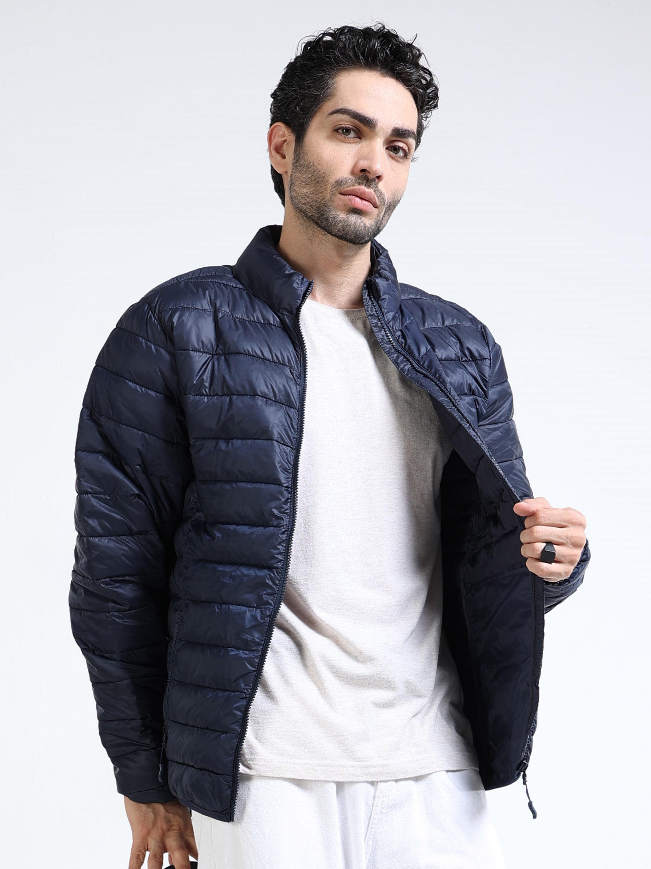 Men Blue Puffer Jacket