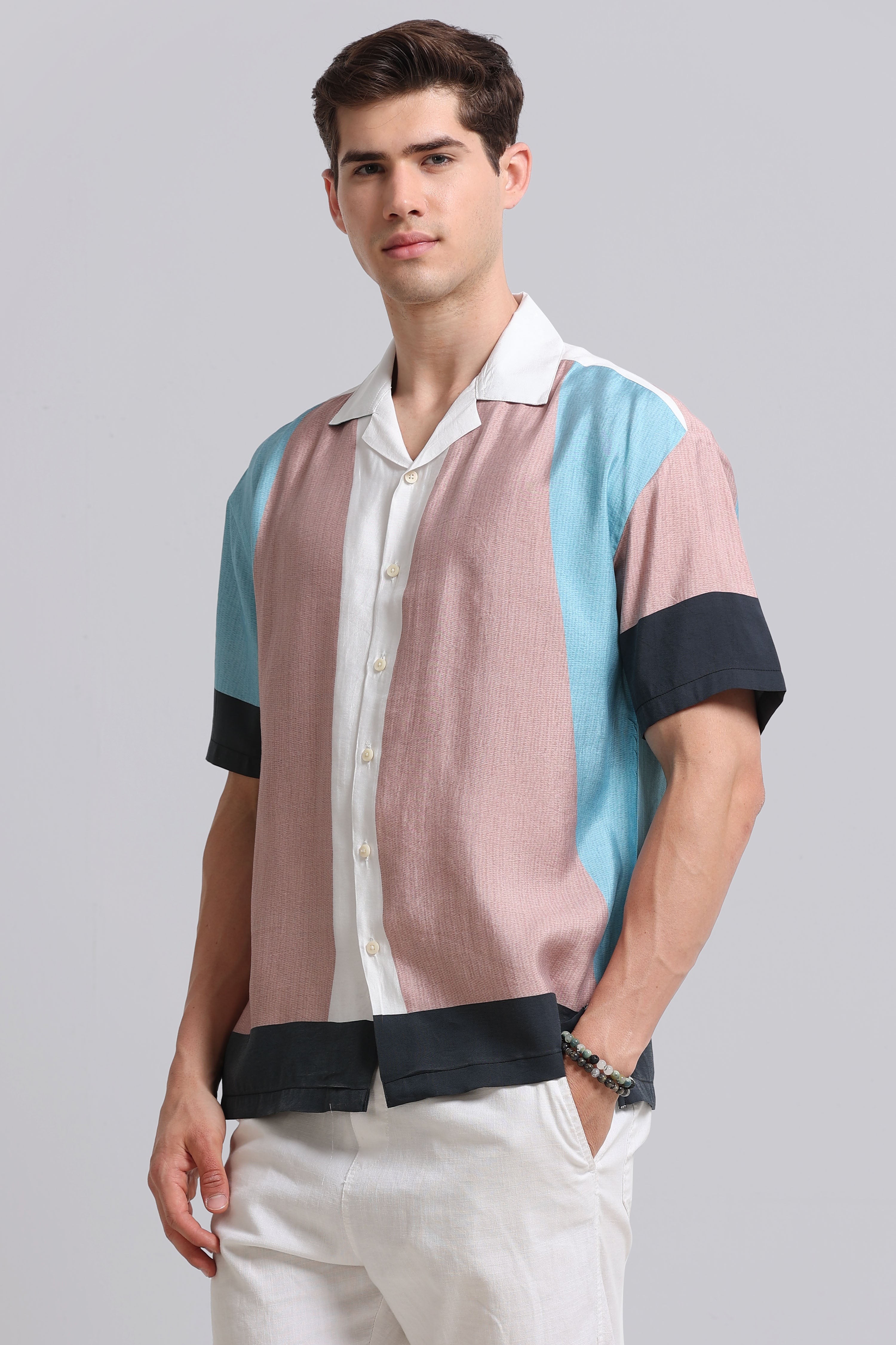Men Brown Oversized Graphic Print Shirt