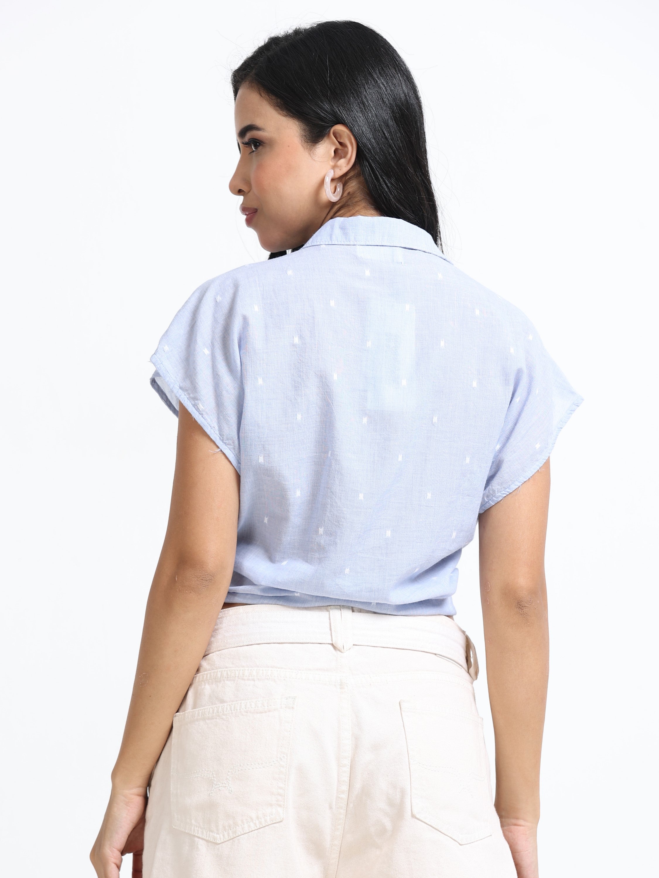 Women Tie Knot Short Sleeve Shirt