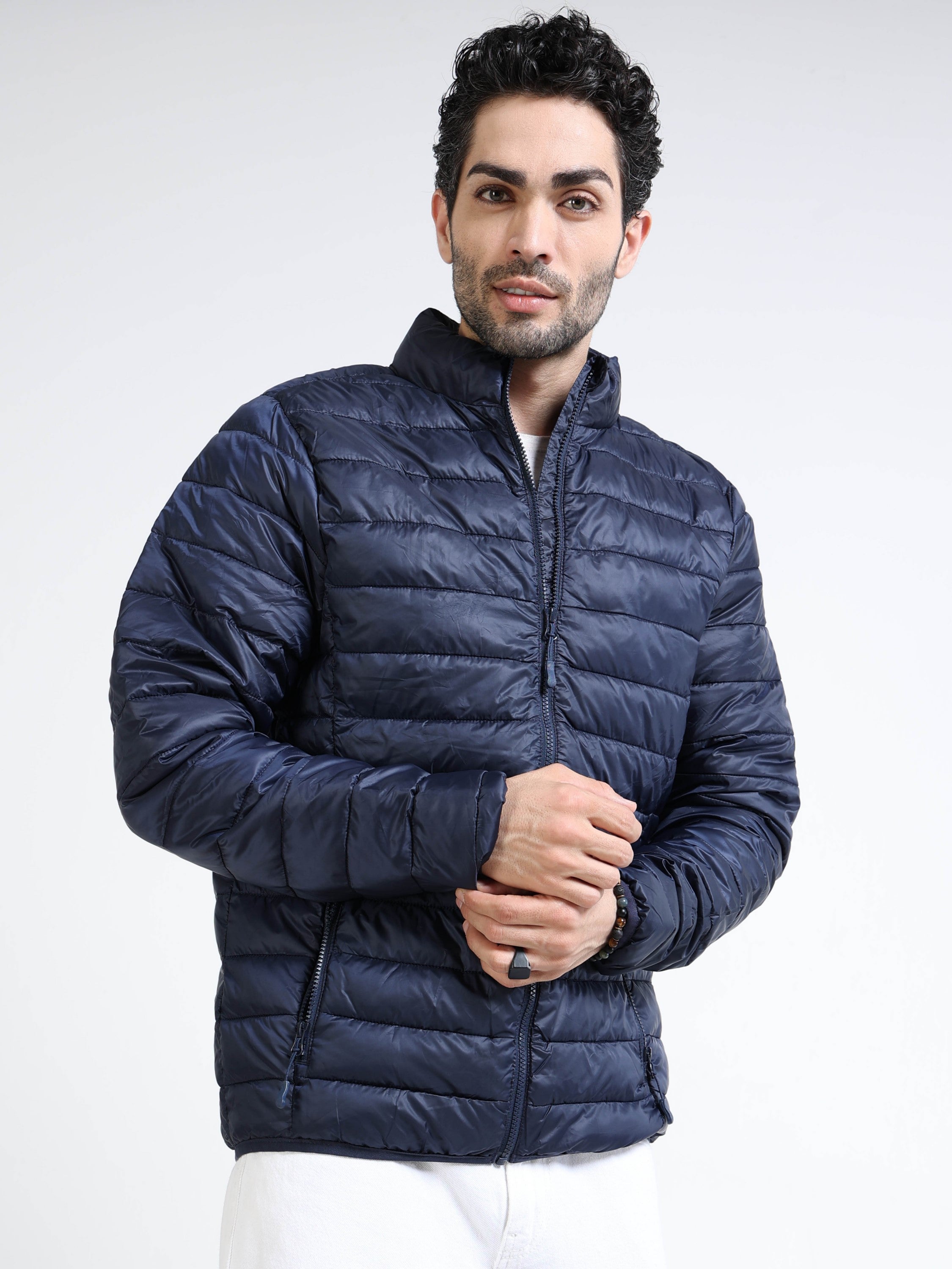 Men Blue Puffer Jacket