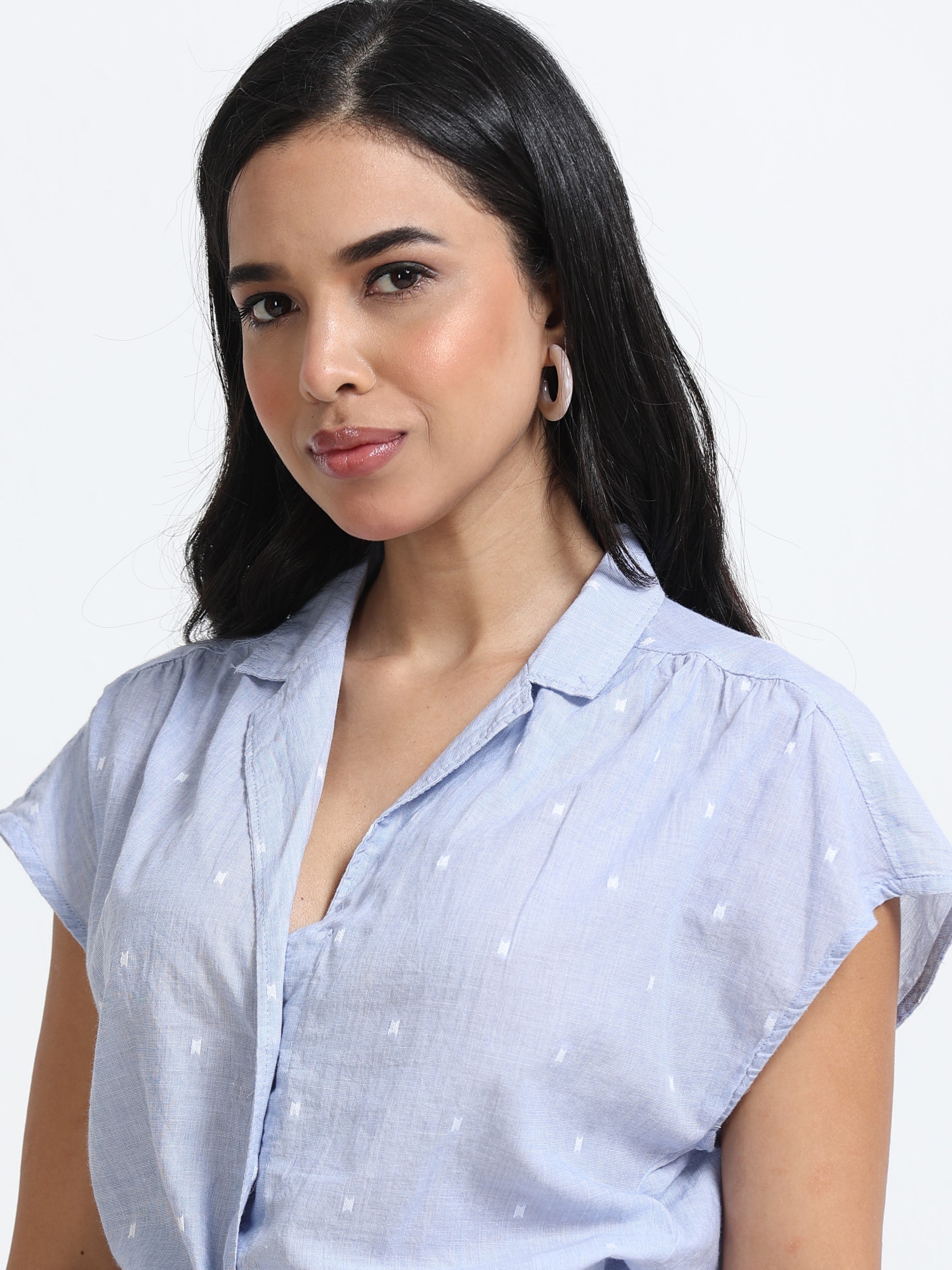 Women Tie Knot Short Sleeve Shirt