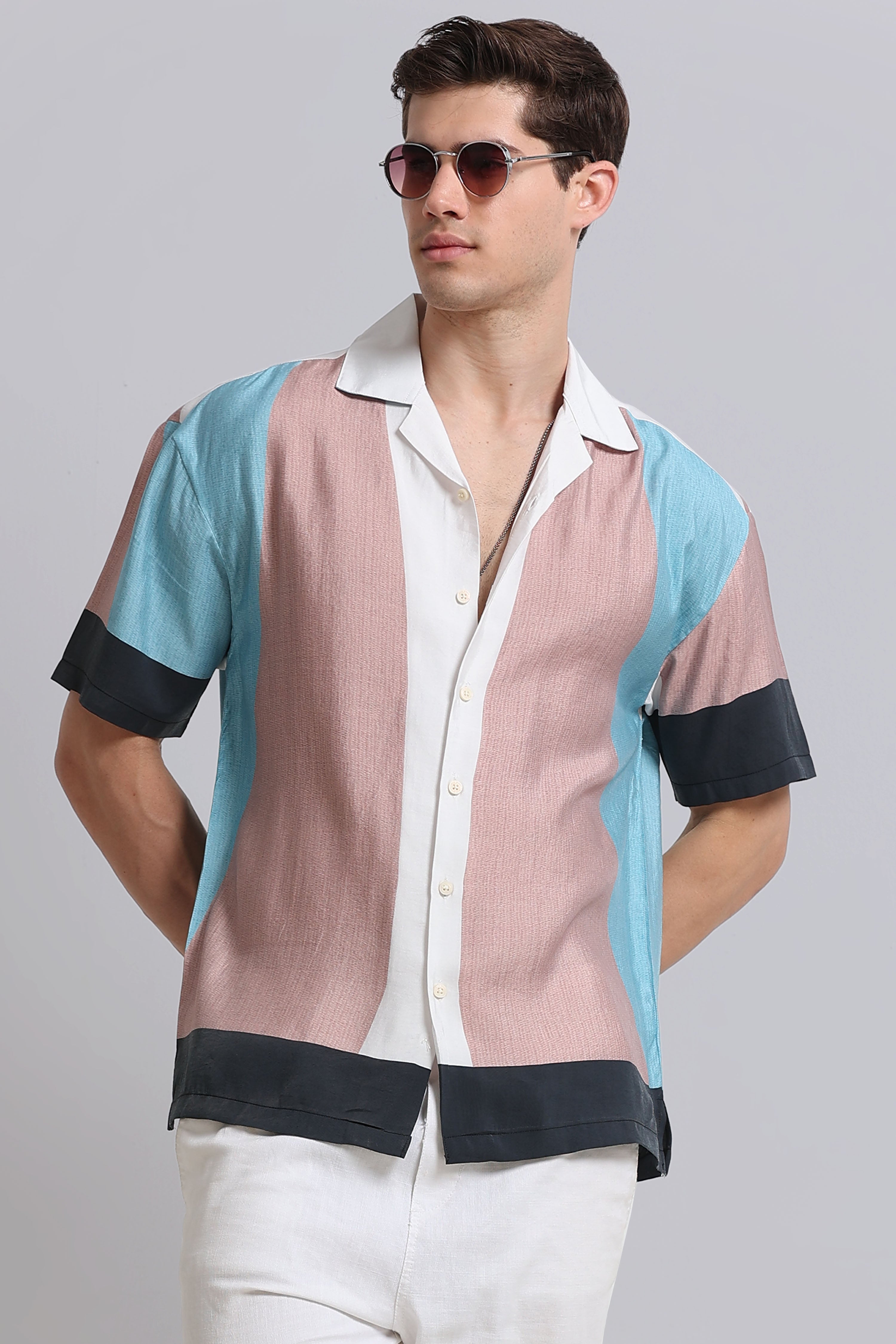 Men Brown Oversized Graphic Print Shirt