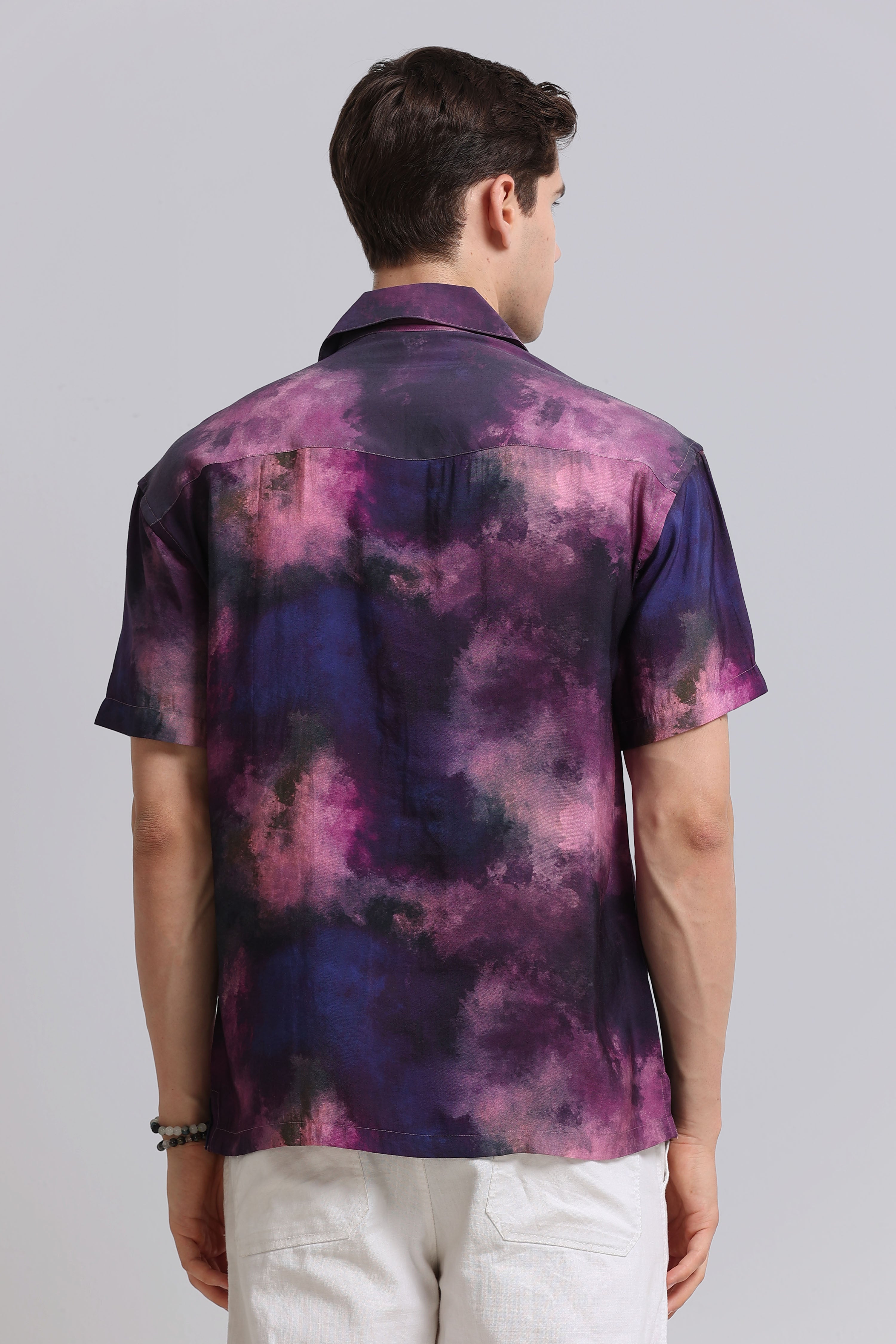 Men Purple Oversized Resort Shirt