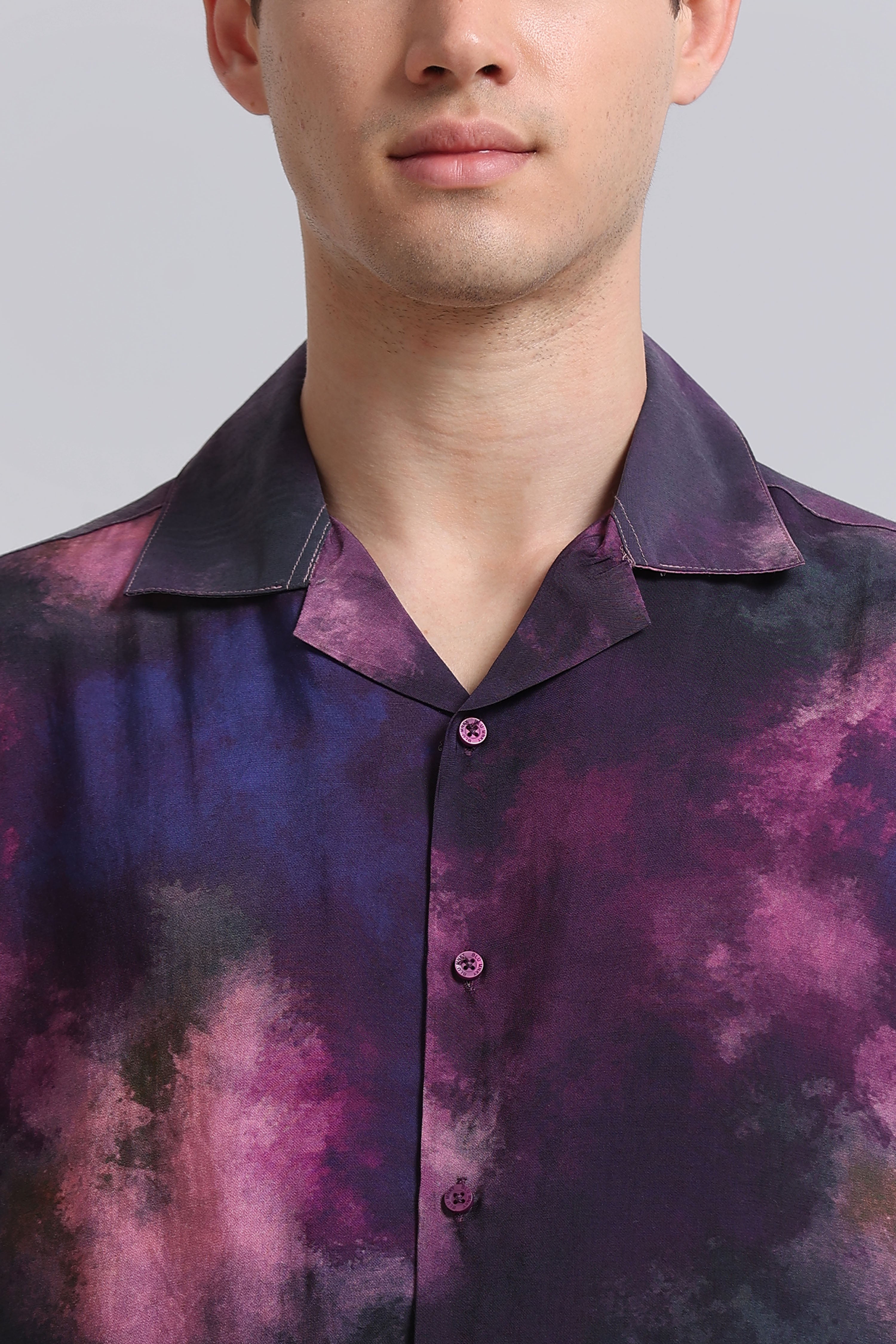 Men Purple Oversized Resort Shirt
