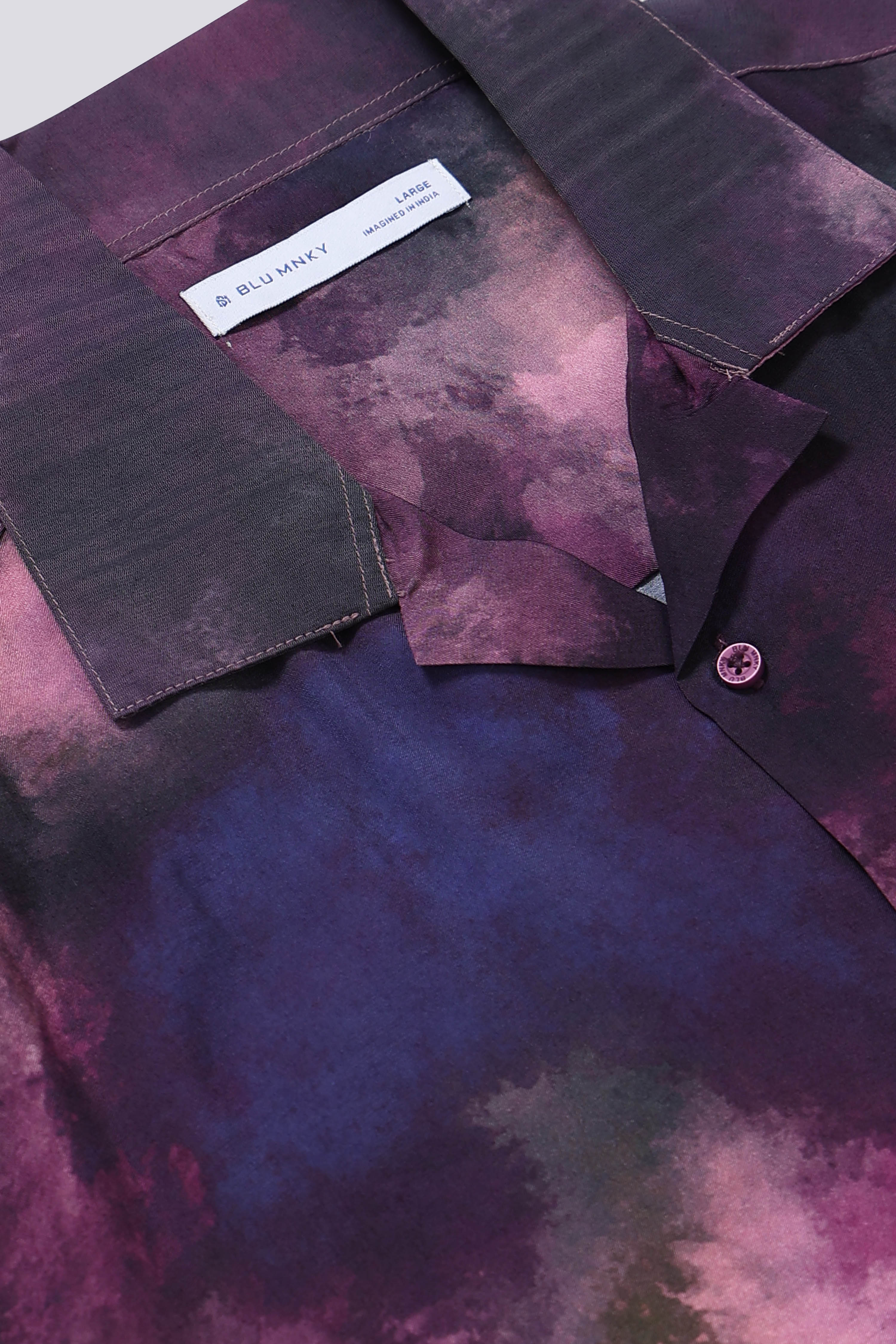 Men Purple Oversized Resort Shirt