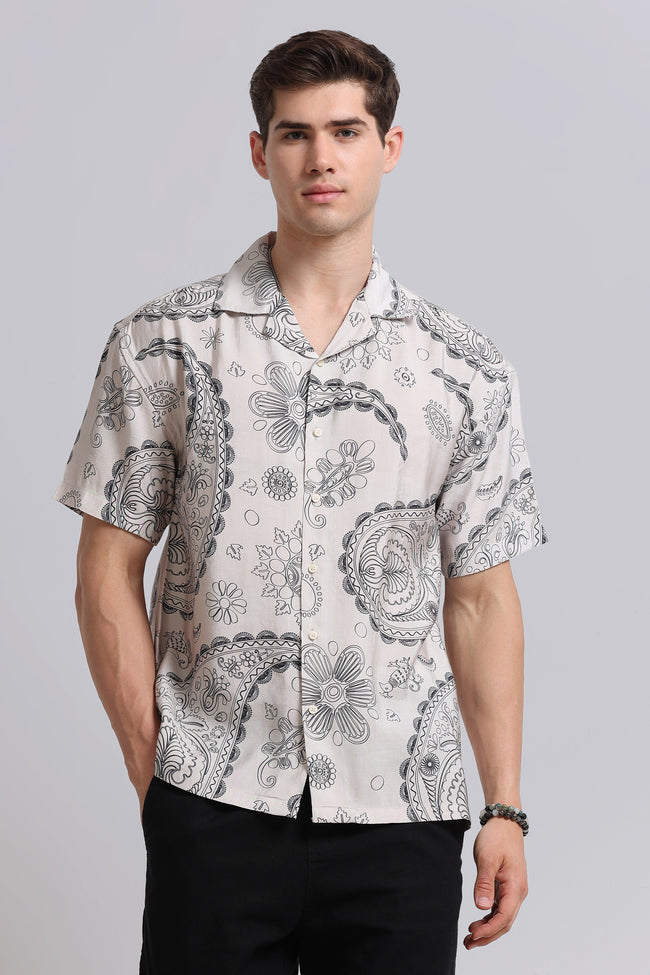 Men Off White Oversized Resort Shirt