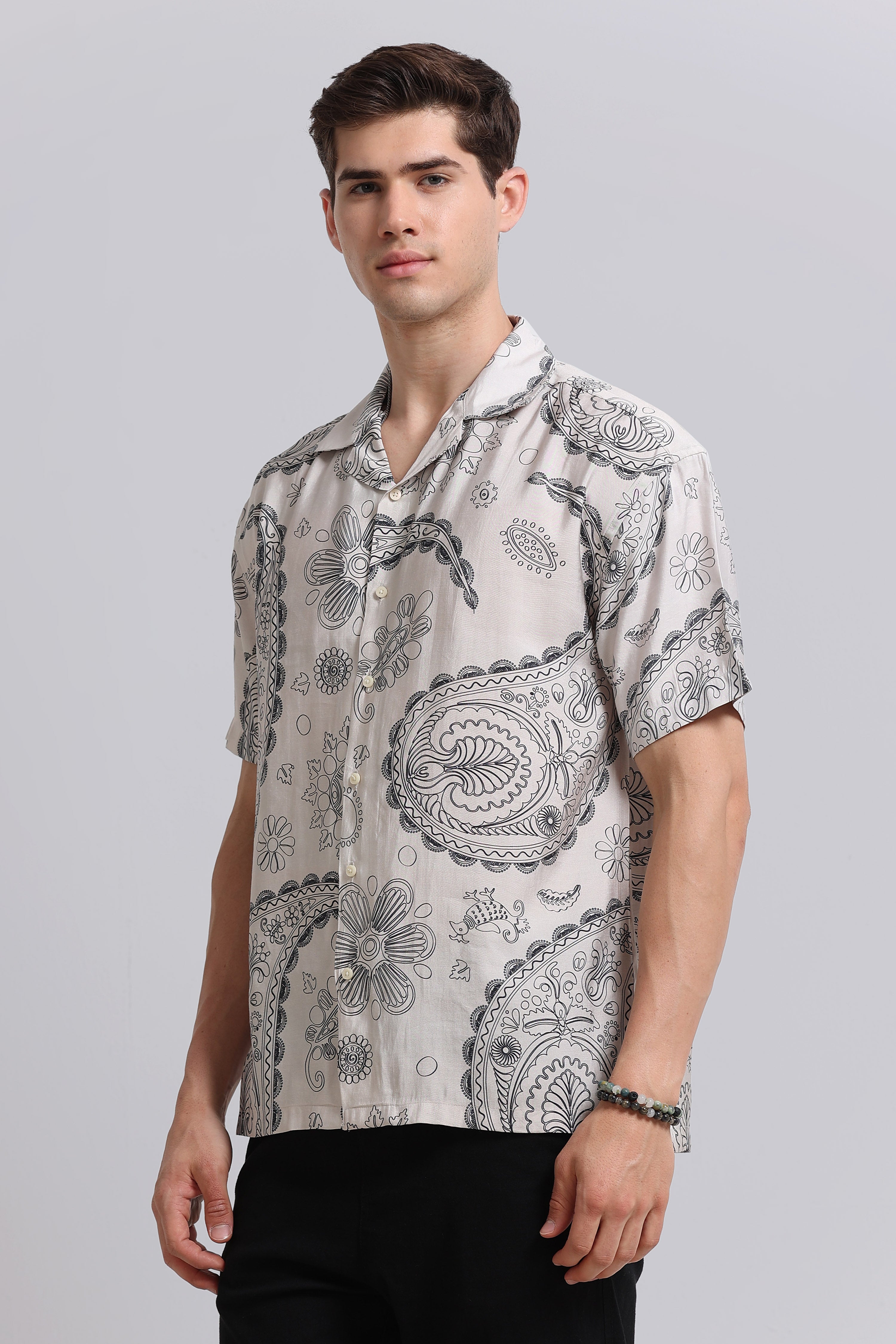 Men Off White Oversized Resort Shirt