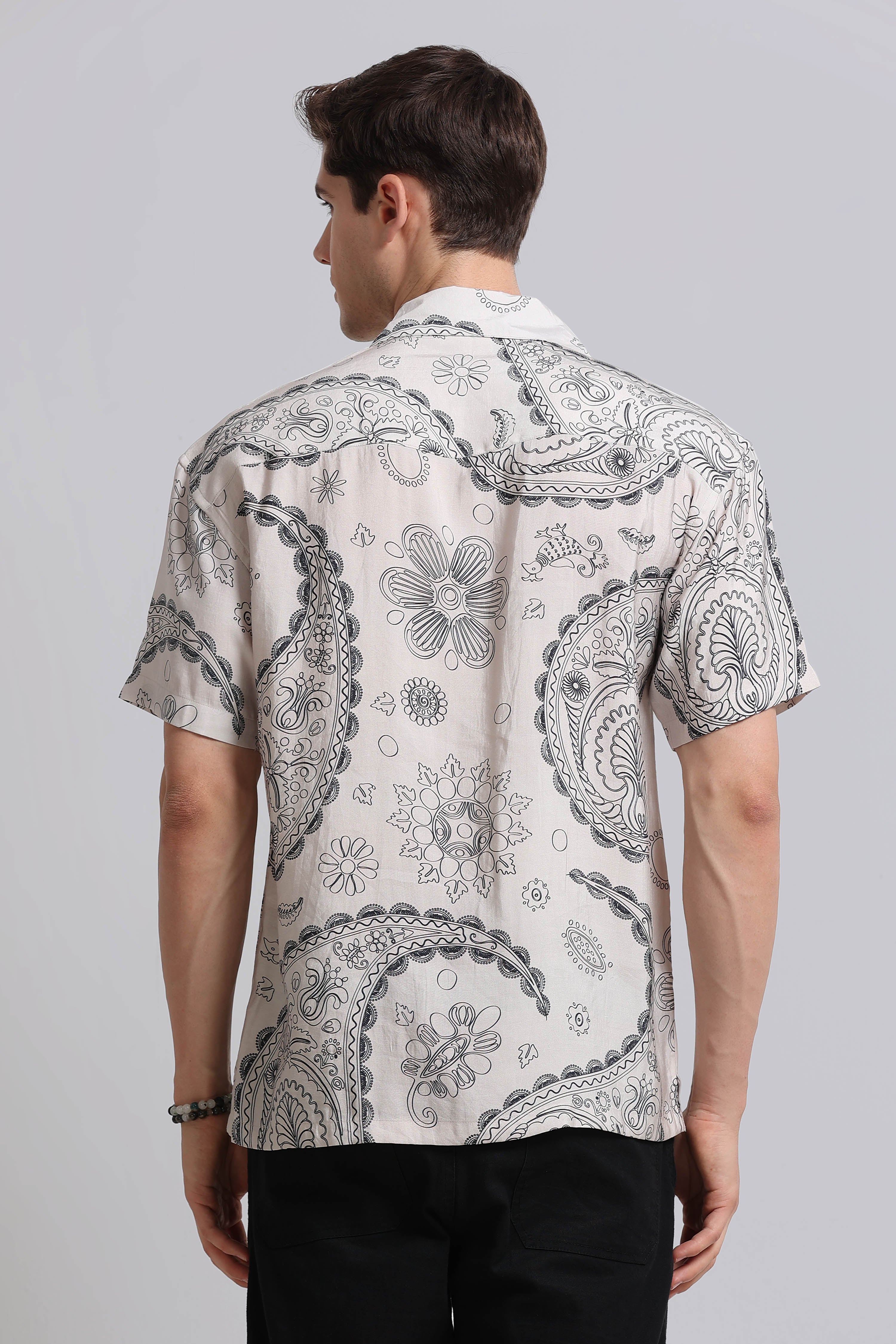 Men Off White Oversized Resort Shirt