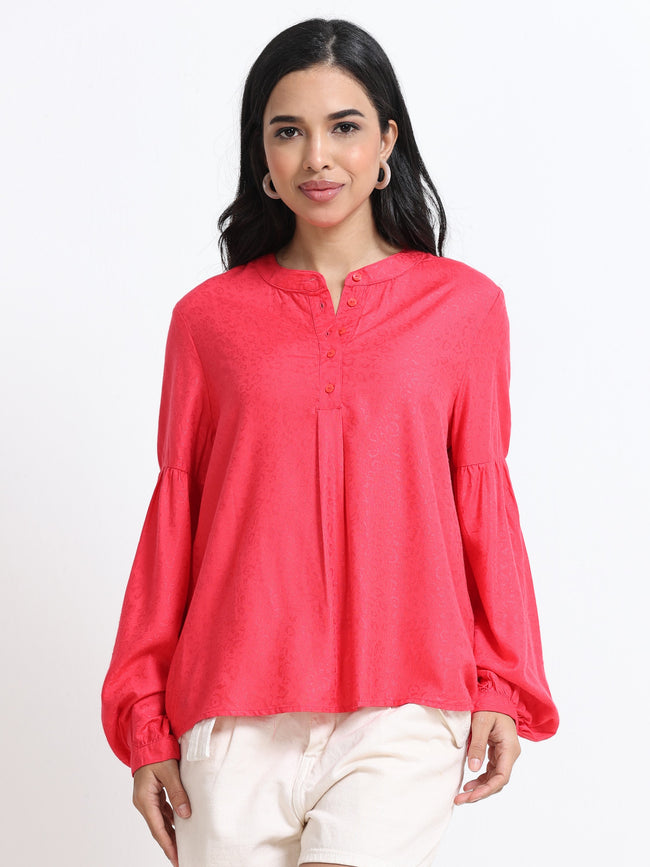 Women Y-Neck Bell Sleeve Top