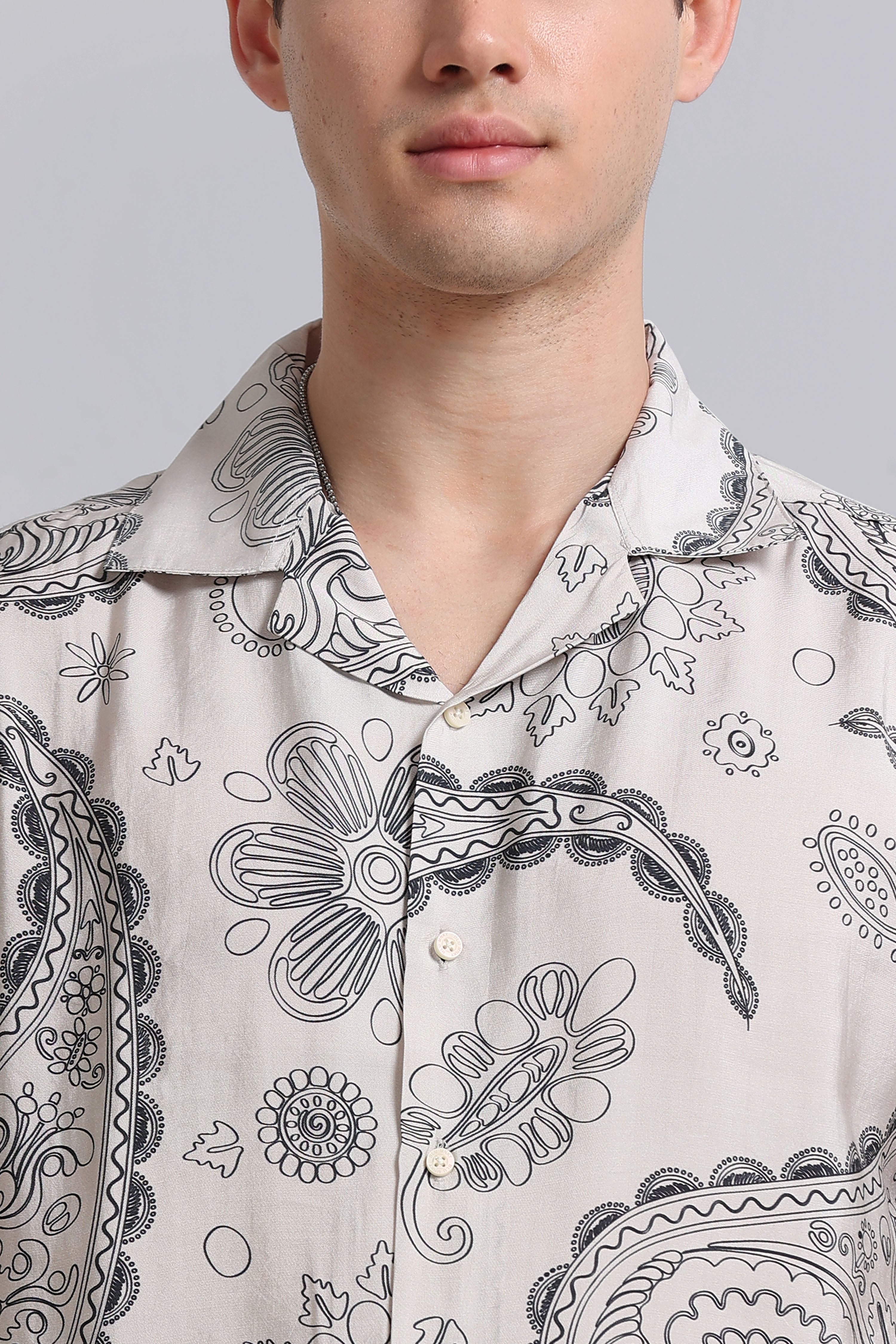 Men Off White Oversized Resort Shirt