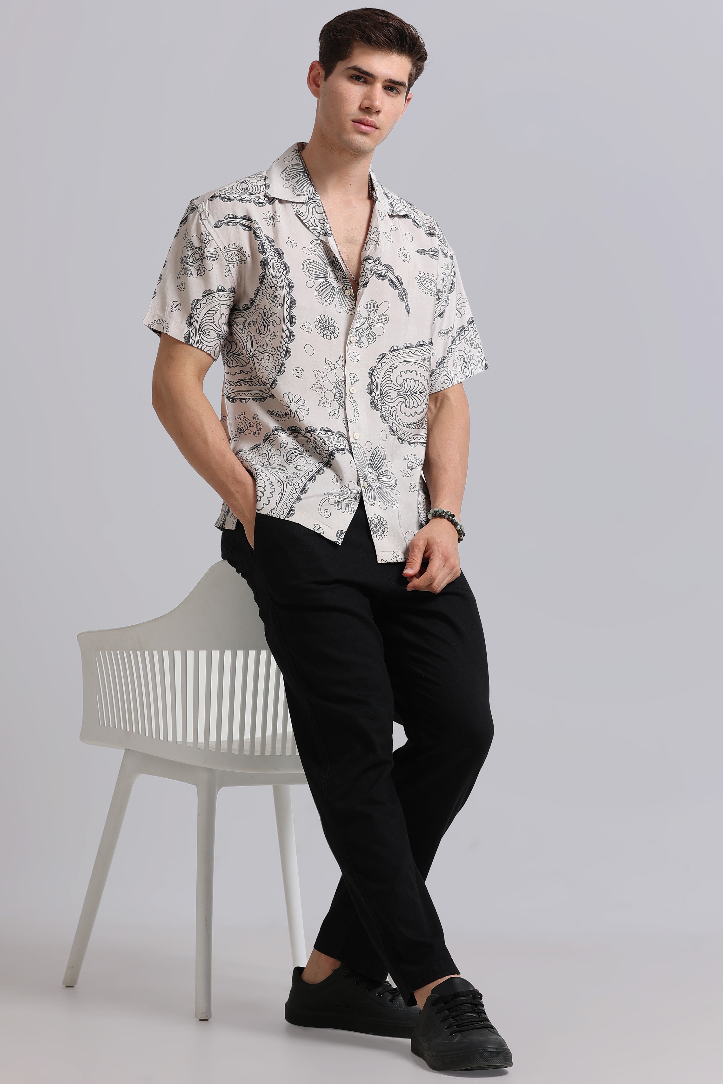 Men Off White Oversized Resort Shirt