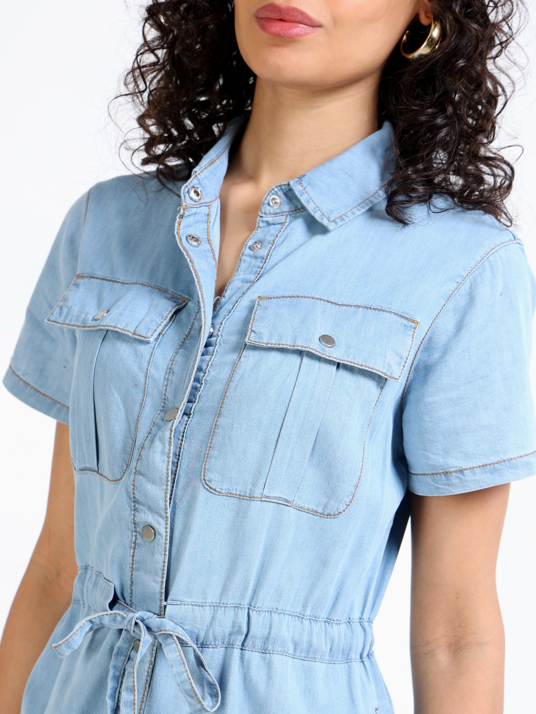 Women Denim Blue Shirt Dress