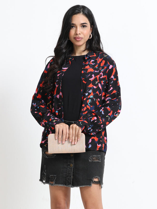 Women Viscose All Over Motif Shirt