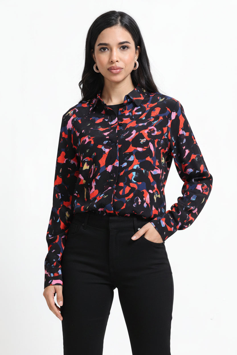 Women Viscose All Over Motif Shirt