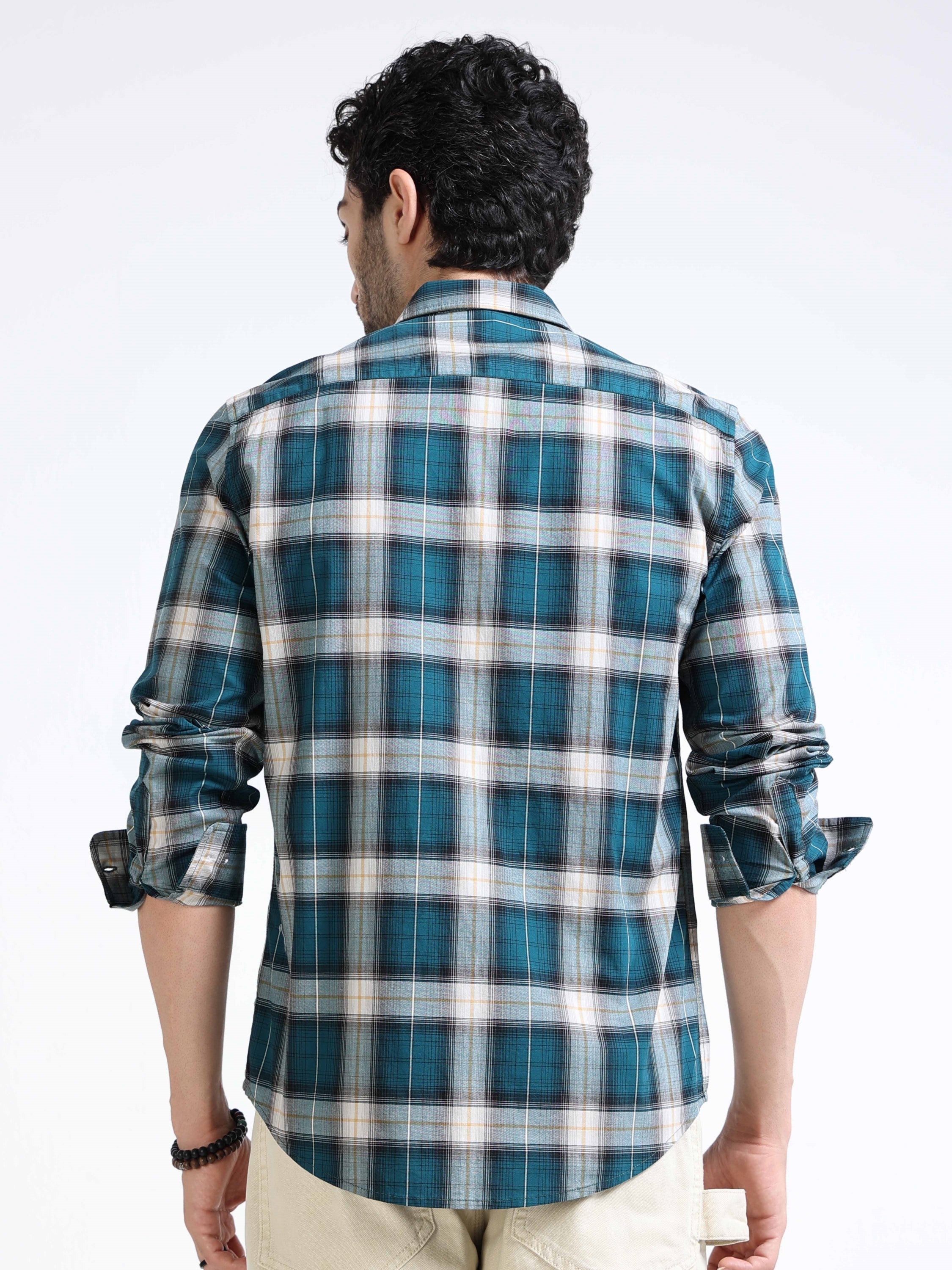 Men Green Plaid Regular Fit Shirt