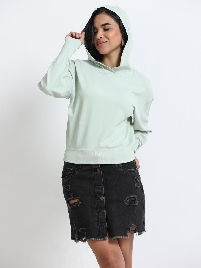 Women  Green Hooded Sweatshirt