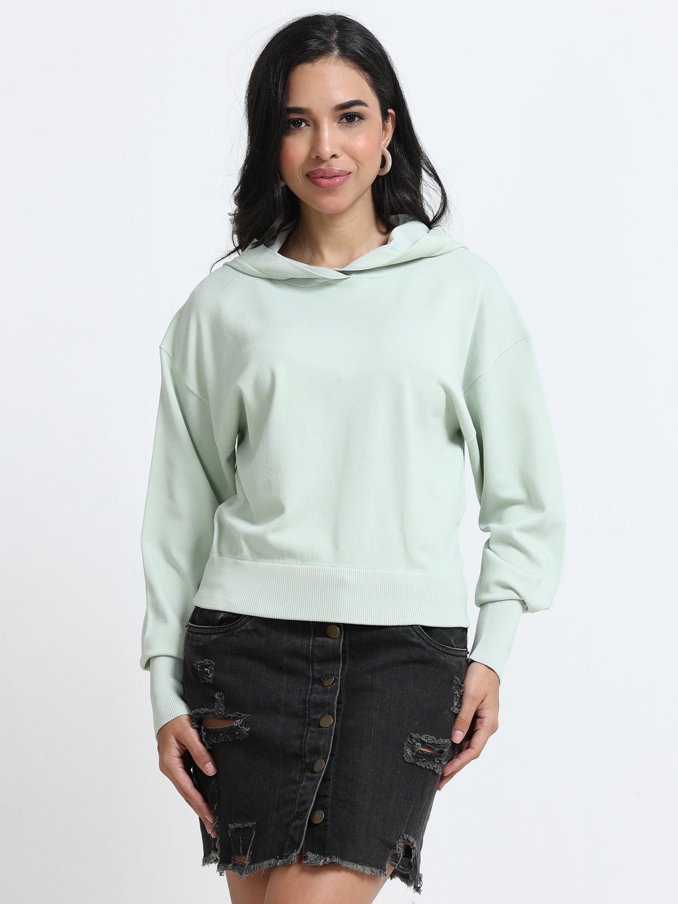 Women  Green Hooded Sweatshirt