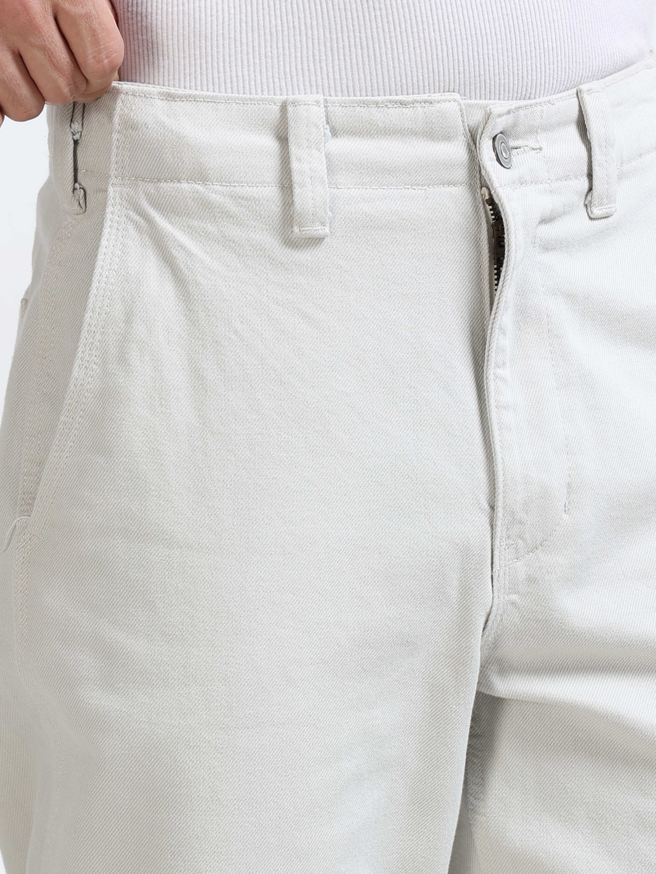 Men Baggy Cream Denim Jeans