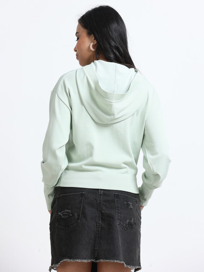 Women  Green Hooded Sweatshirt