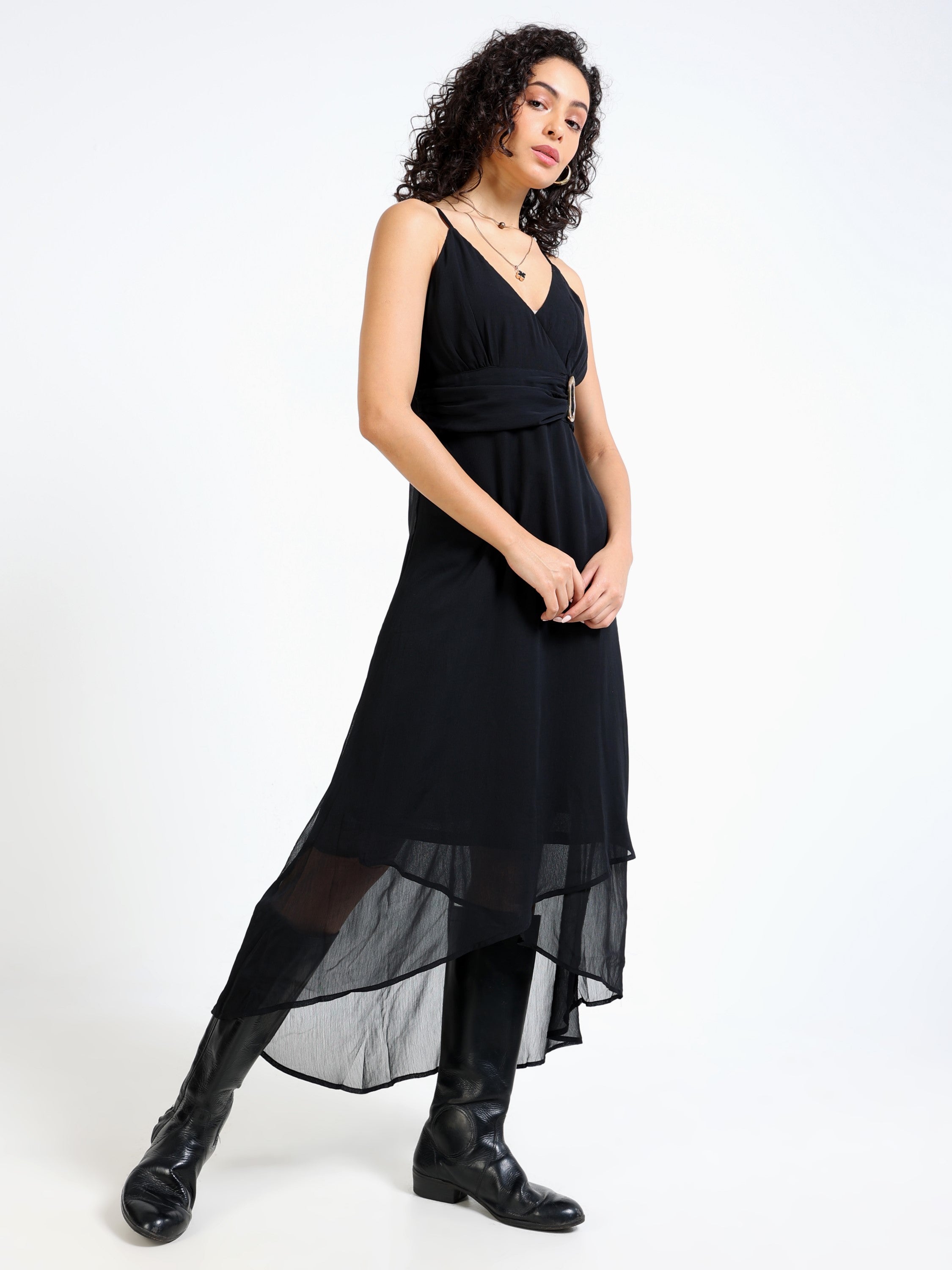 Women Black Party High Low Dress