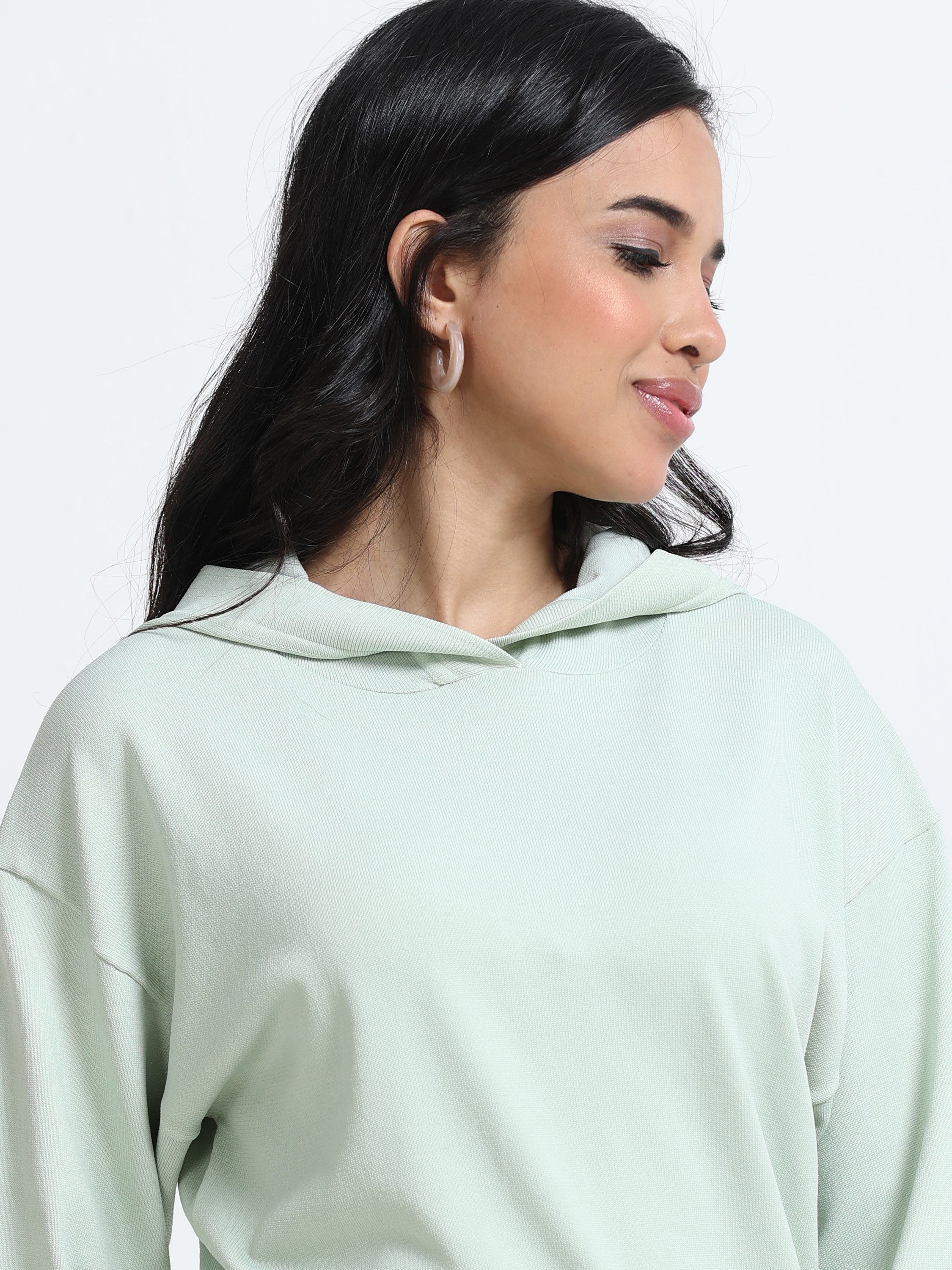 Women  Green Hooded Sweatshirt