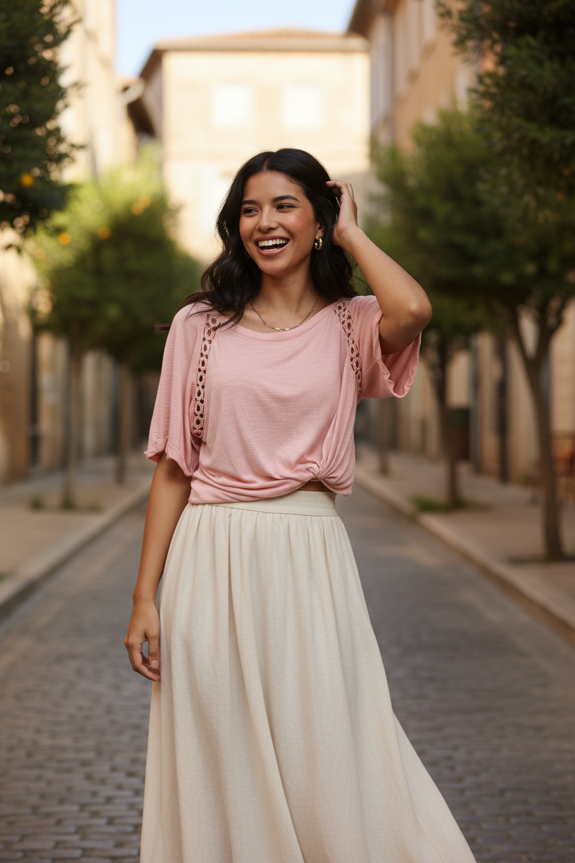 Women Peach Comfort Fit Top