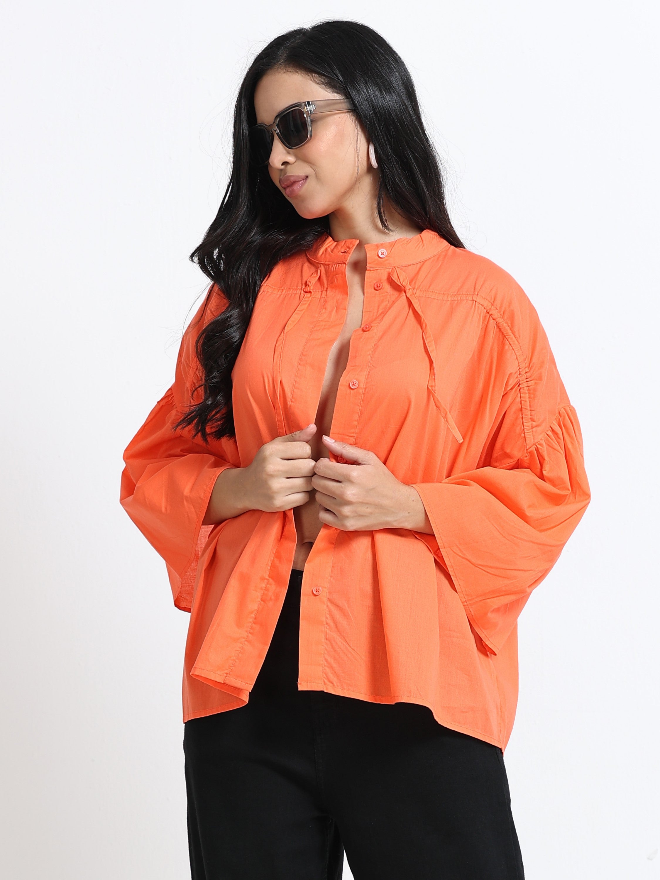Women Cotton Oversized Coral Top